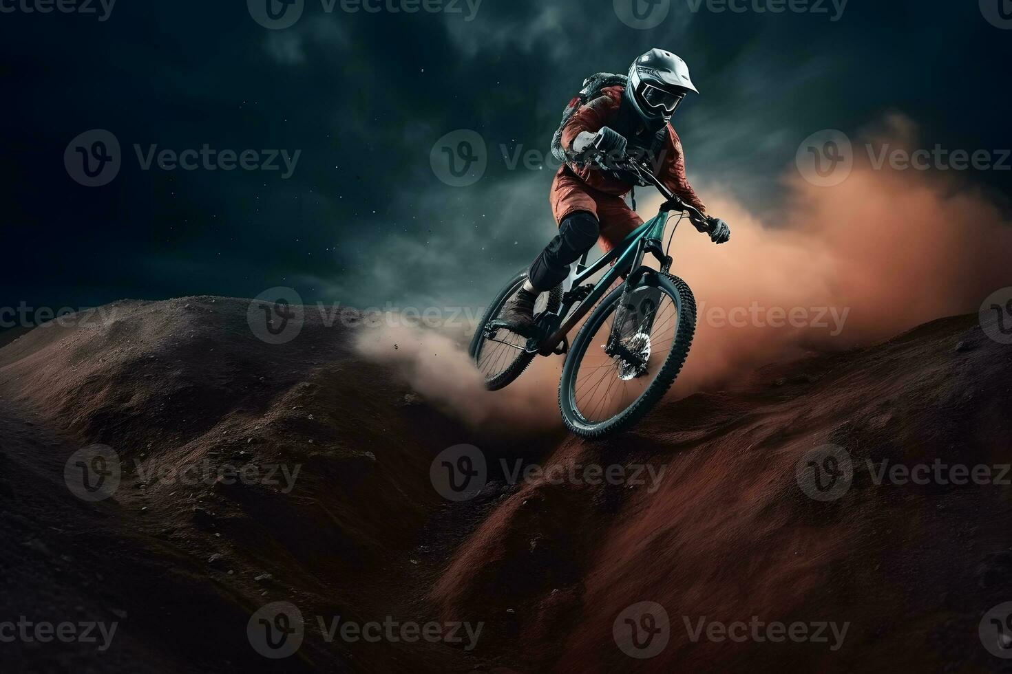 professional cyclist training on mars. Neural network AI generated photo