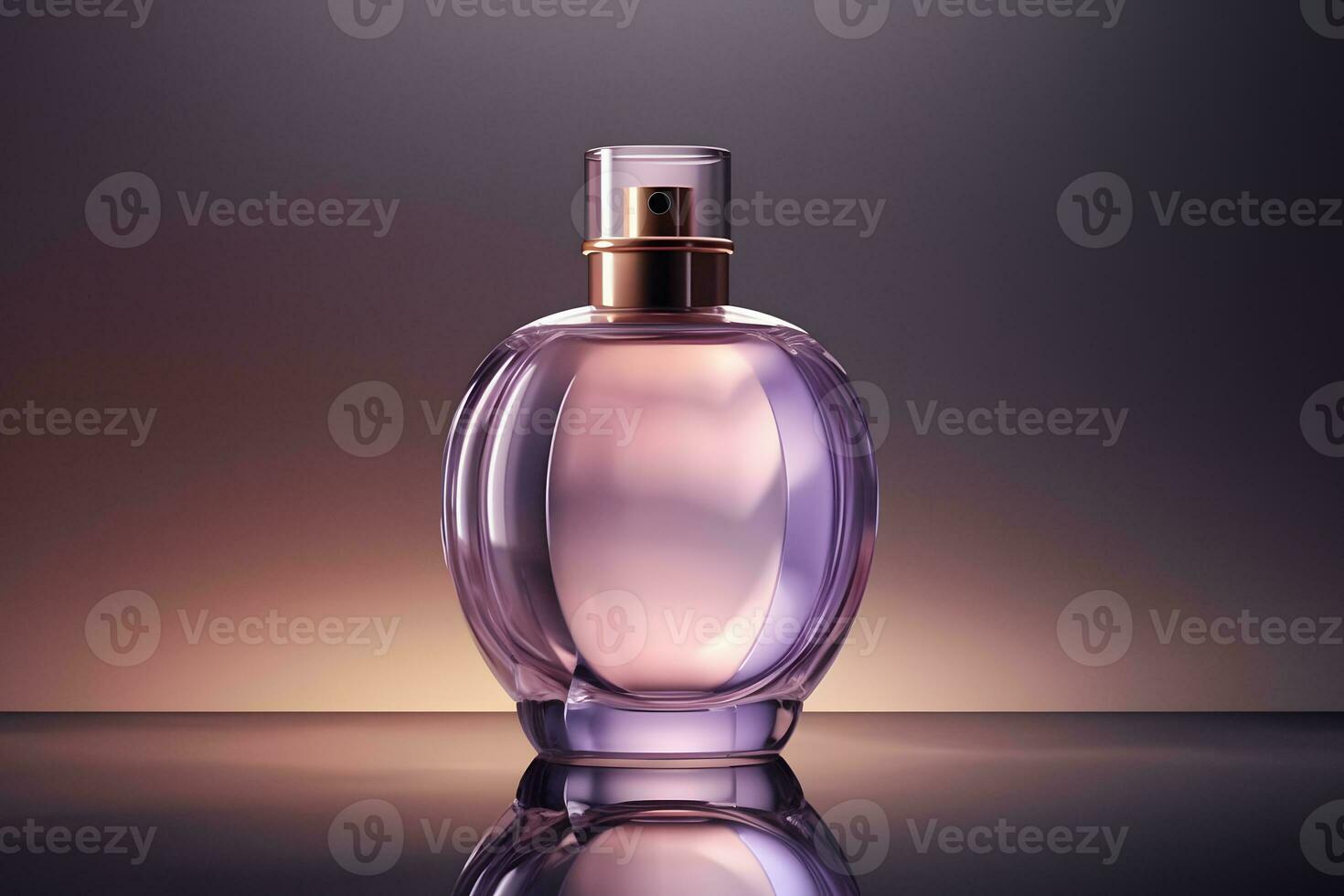 Purple glass perfume bottle mockup. Neural network AI generated photo