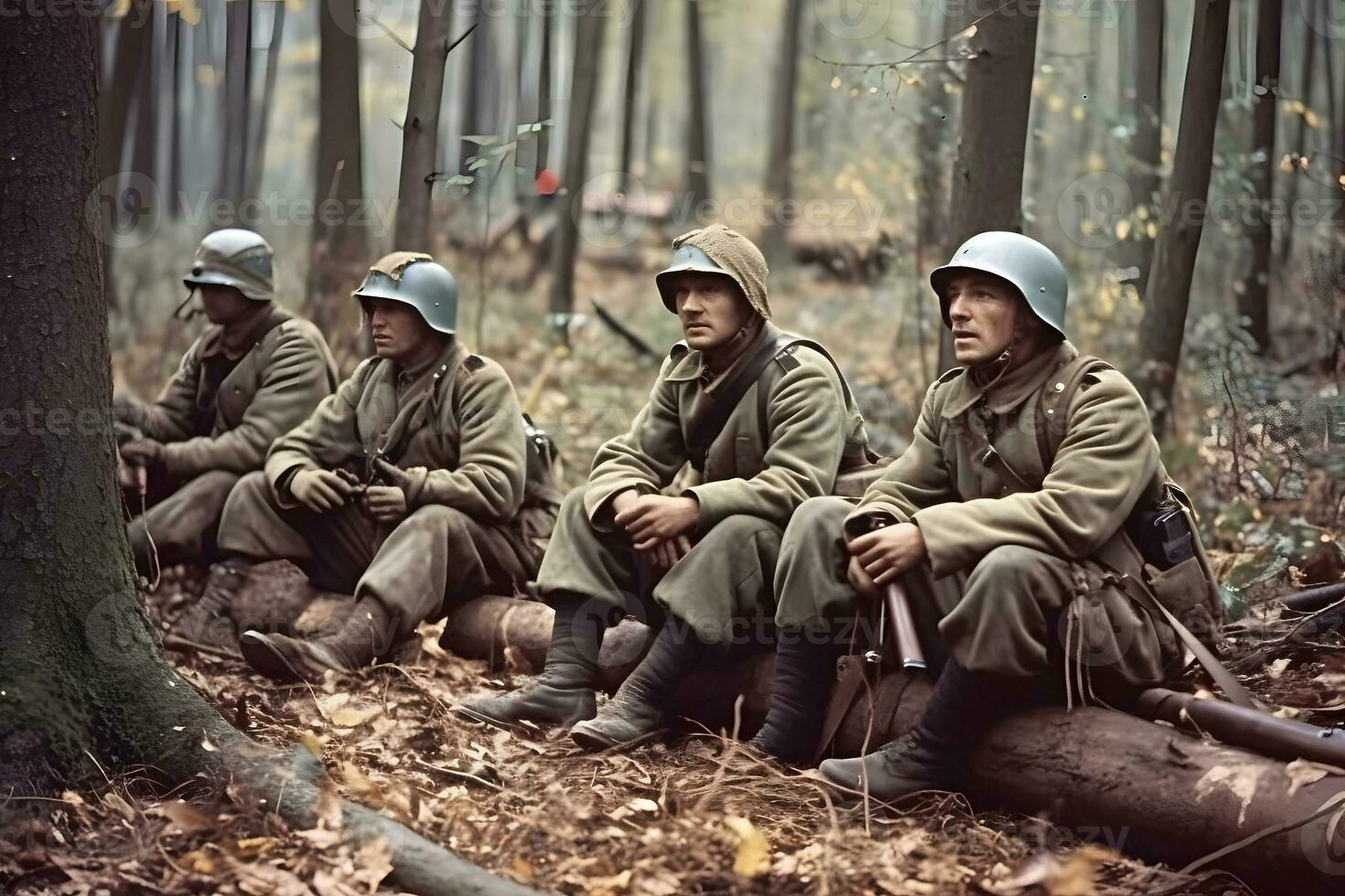 German soldiers in World War II. Neural network AI generated photo