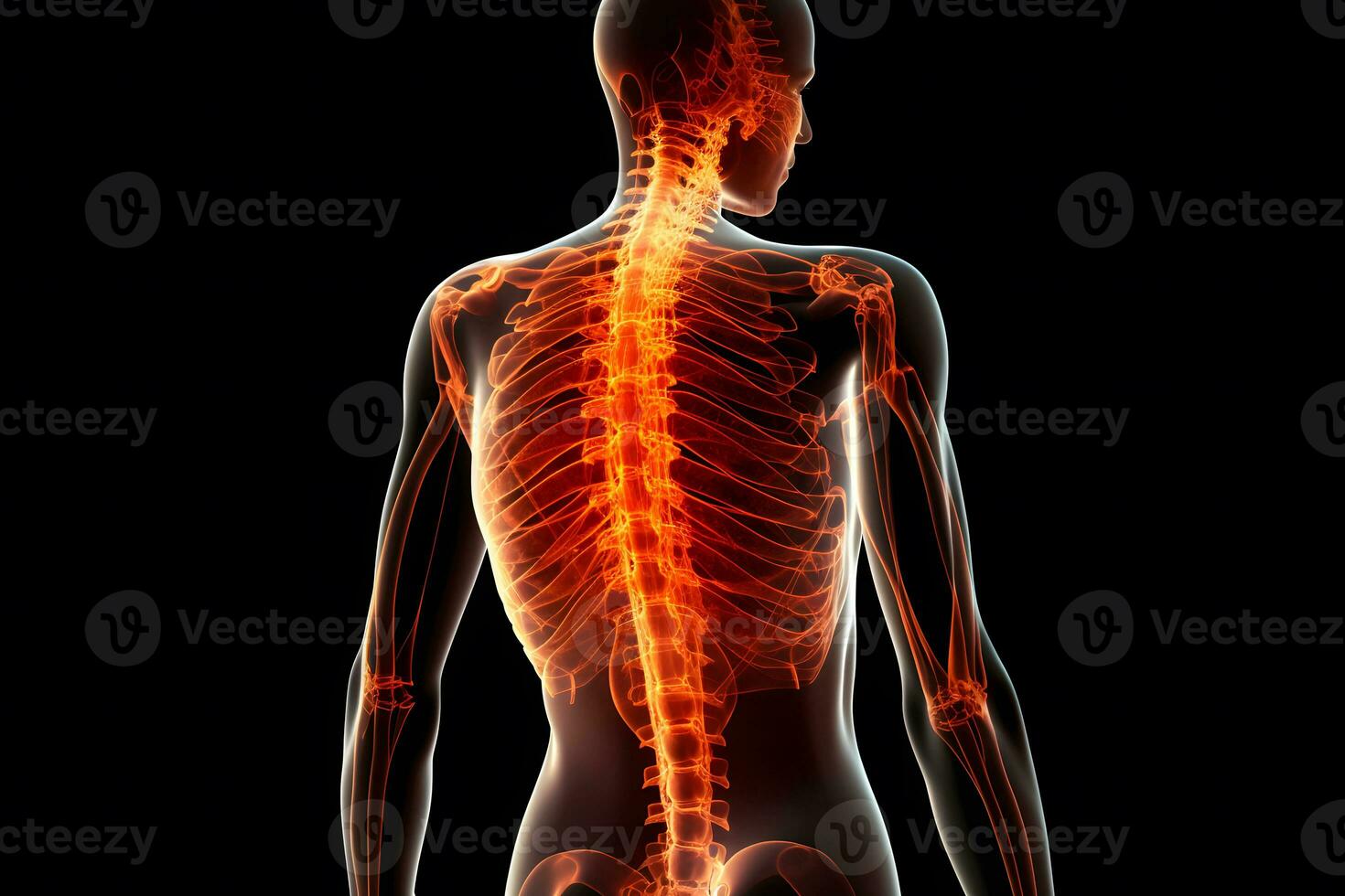 Illustration of a painful spine. Neural network AI generated photo