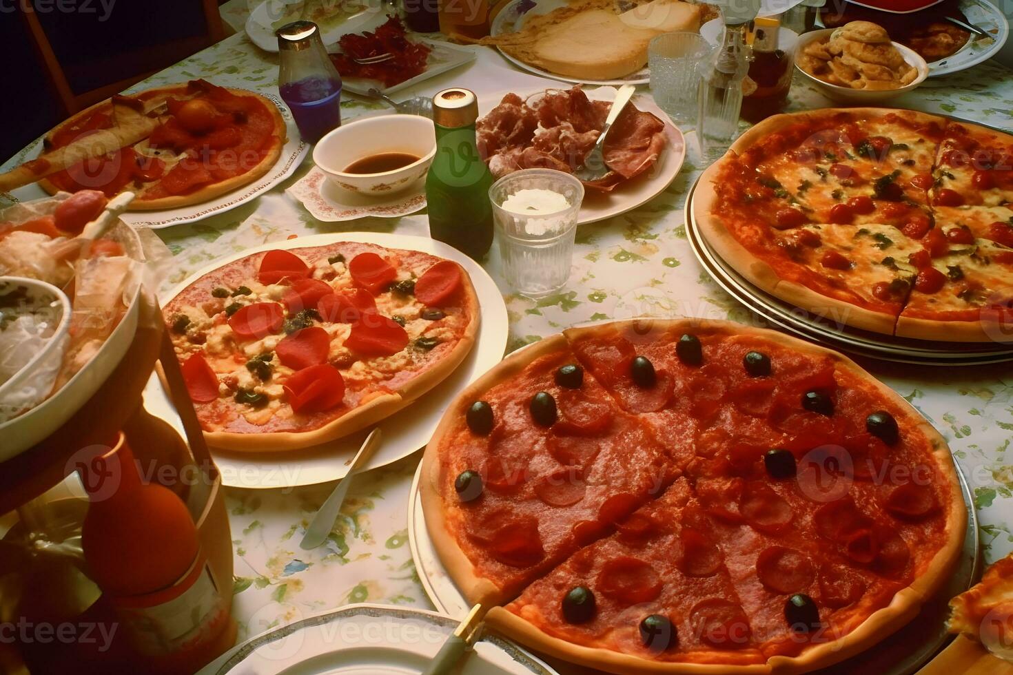 Many different types of pizza. Neural network AI generated photo