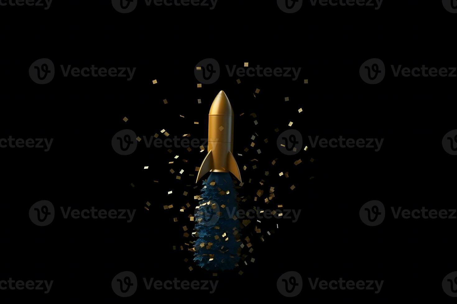 Rocket is flying on the sky,start up concept. Neural network AI generated photo