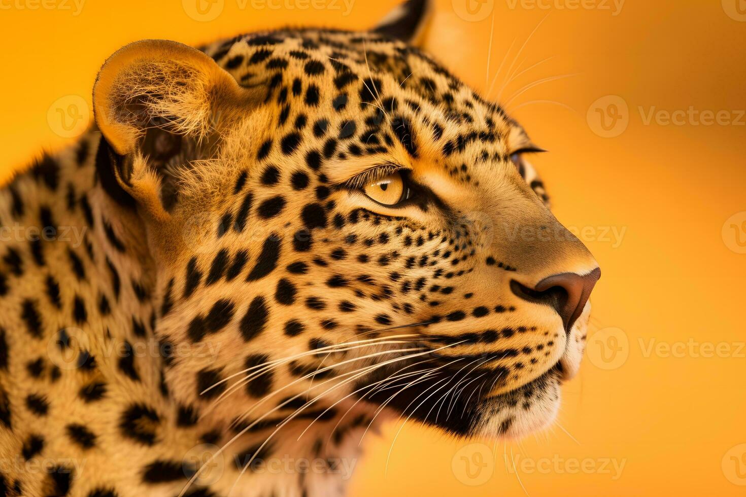 Leopard on a yellow background. Neural network AI generated photo