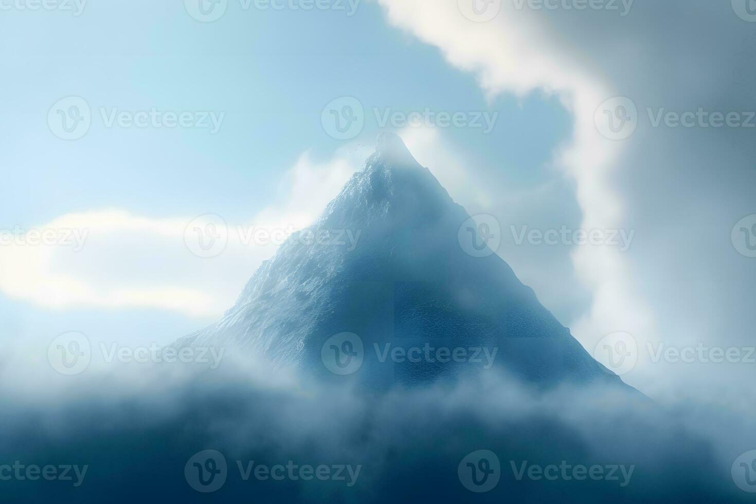 Panorama of Snow Mountain Range Landscape with Blue Sky. Neural network AI generated photo