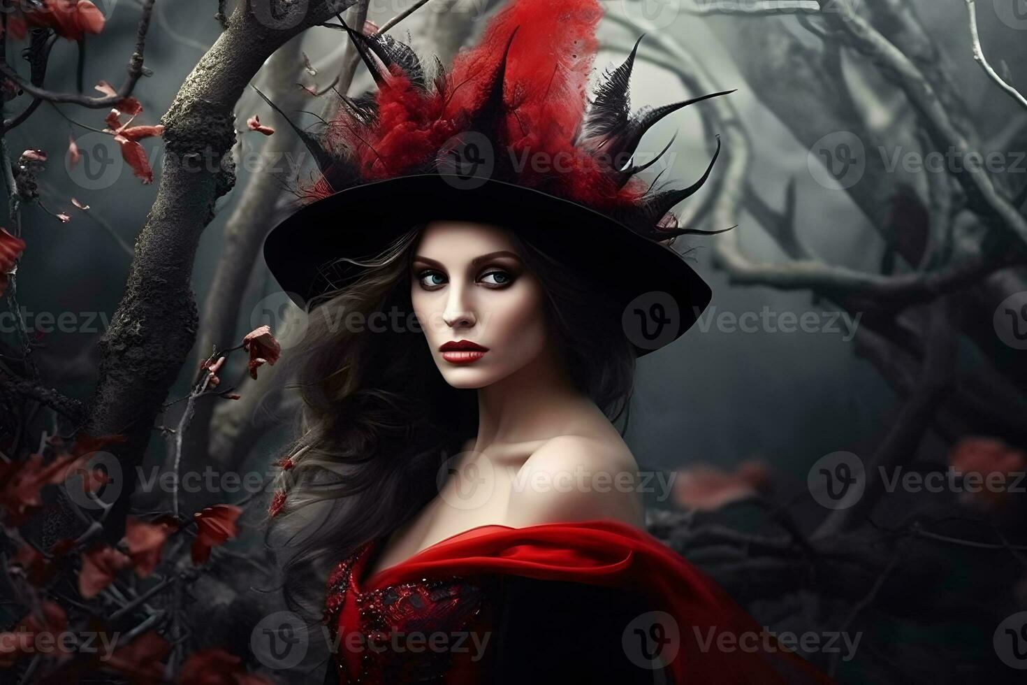 Gothic fantasy woman witch. Neural network AI generated photo