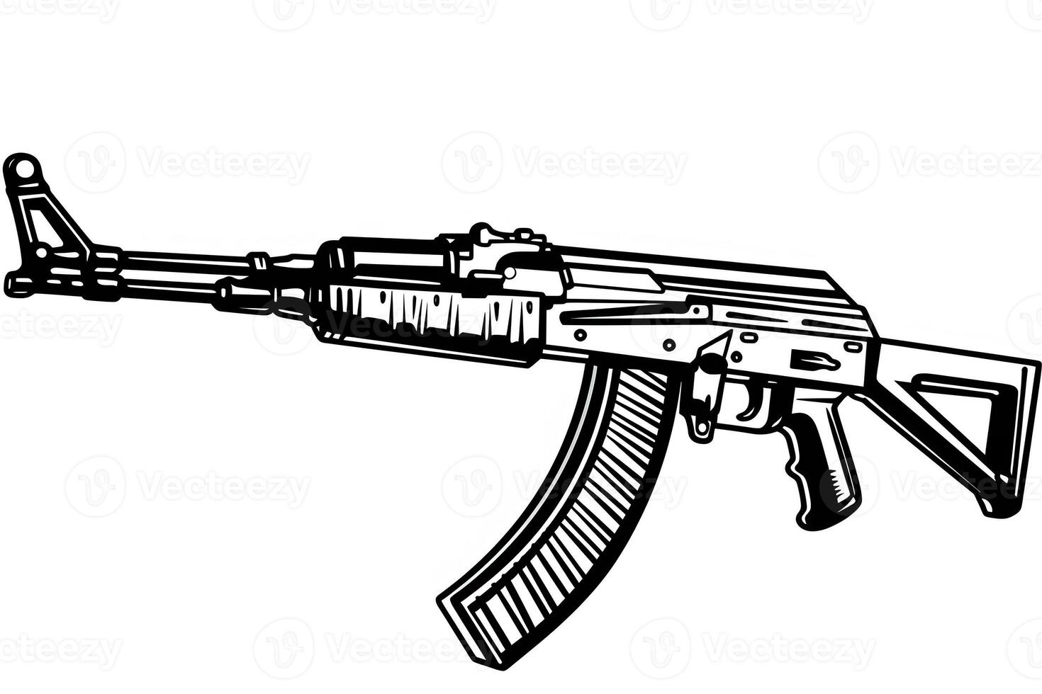 Rare first model AK - 47 assault rifle isolated on white. Neural network AI generated photo