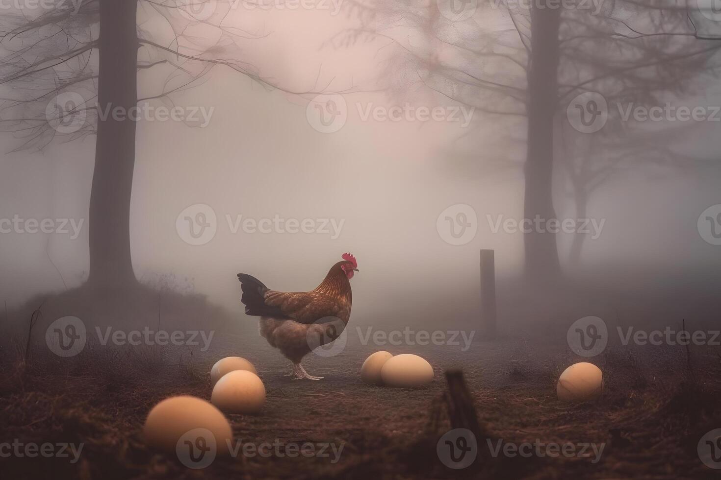 Free range chicken on a traditional poultry farm. Neural network AI generated photo