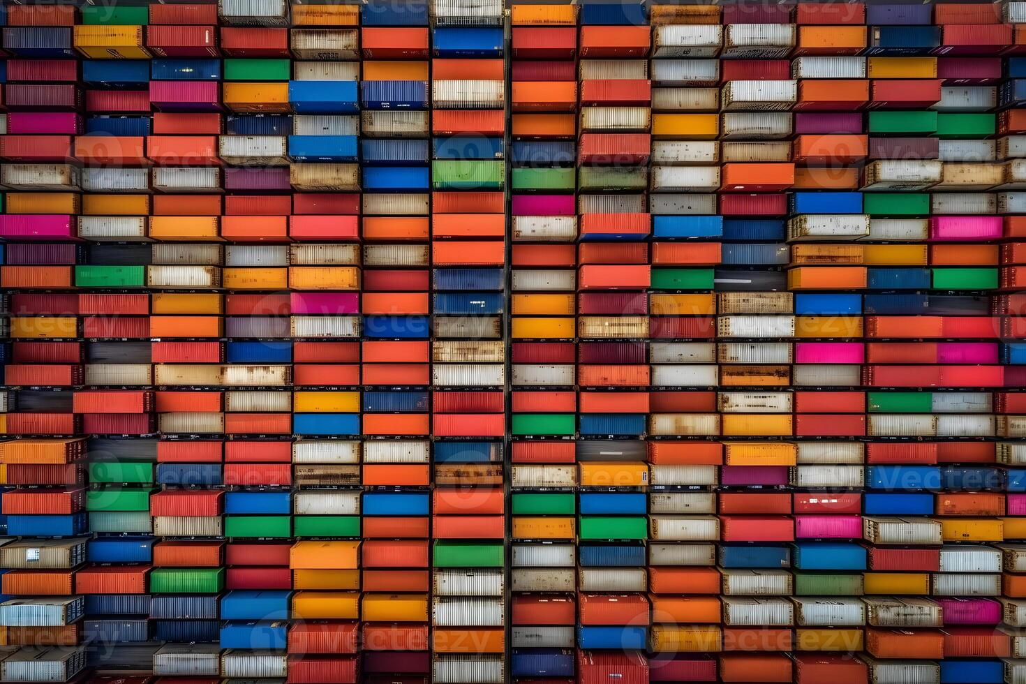 Lots of cargo freight containers in the sea port. Neural network AI generated photo