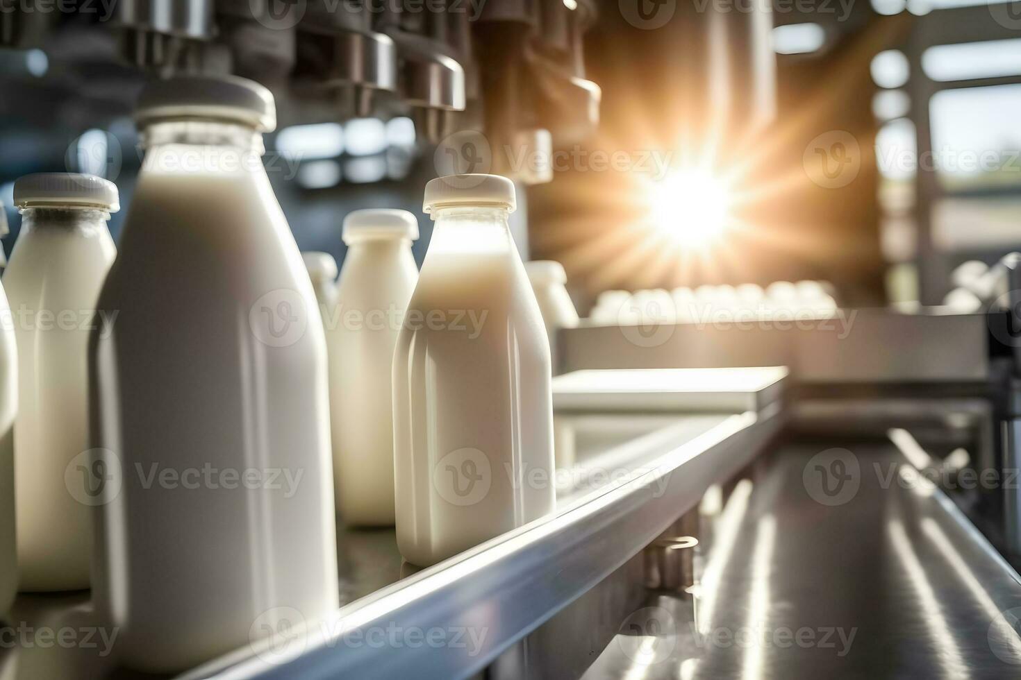 milk production in a factory. Neural network AI generated photo