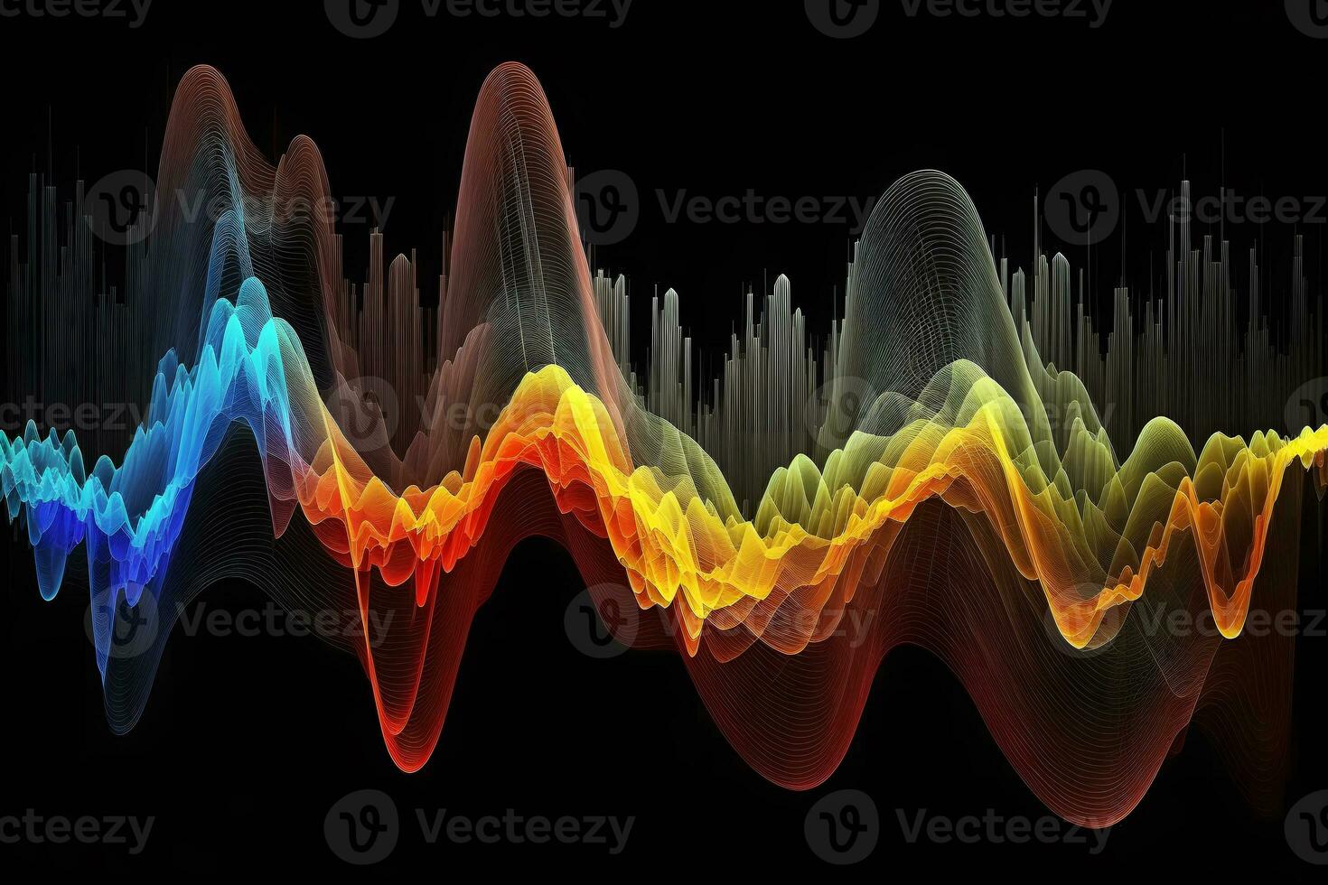 equalizer sound-wave rainbow background. Neural network AI generated photo