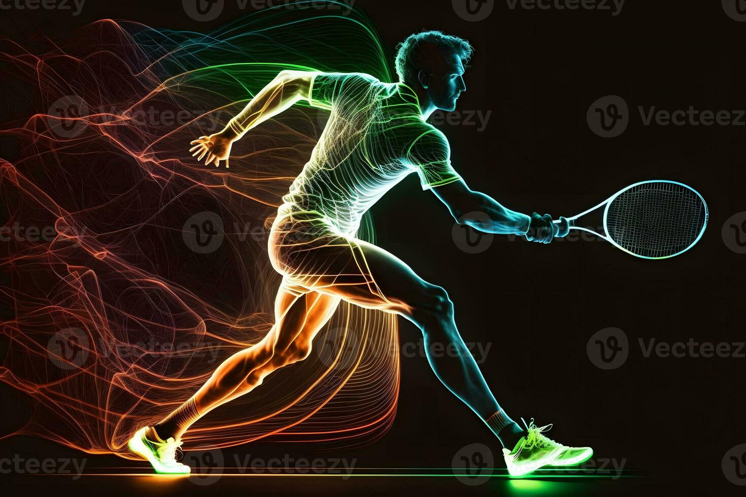 Tennis player sport portrait abstract background. Neural network AI generated photo