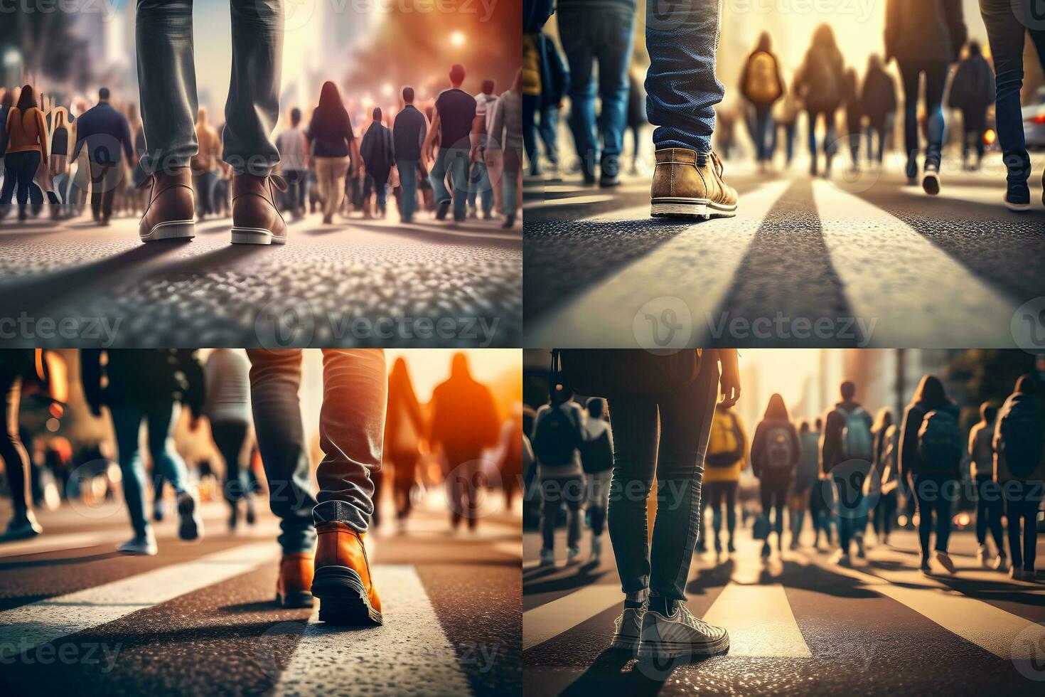 grupo de personas caminando en el paso de peatones. neural red ai generado foto