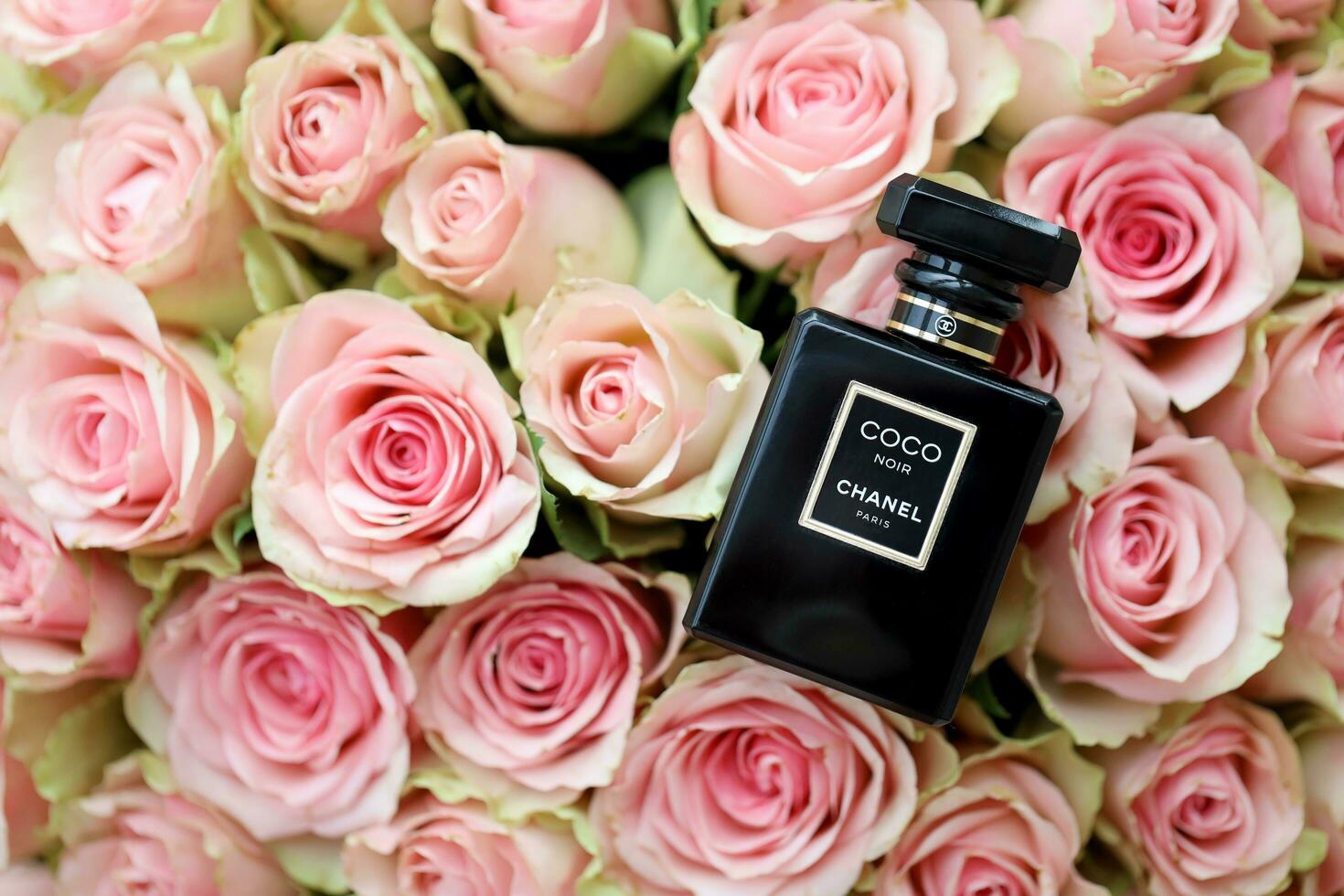 KHARKIV, UKRAINE - JANUARY 2, 2021 Bottle of Coco Noir by Chanel