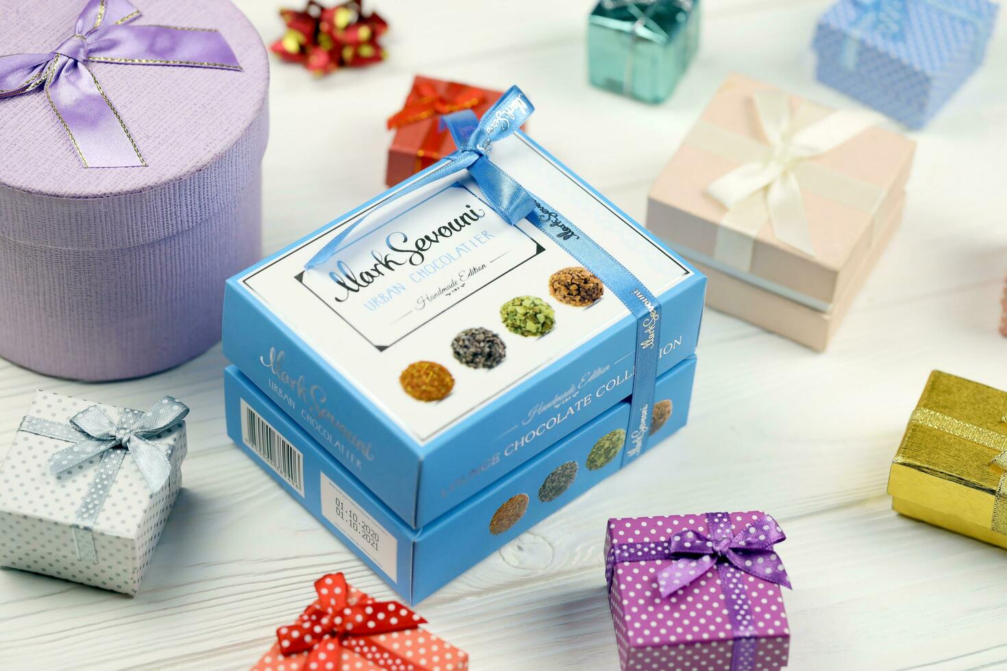 KHARKOV, UKRAINE - FEBRUARY 14, 2021 Mark Sevouni urban chocolatier ...