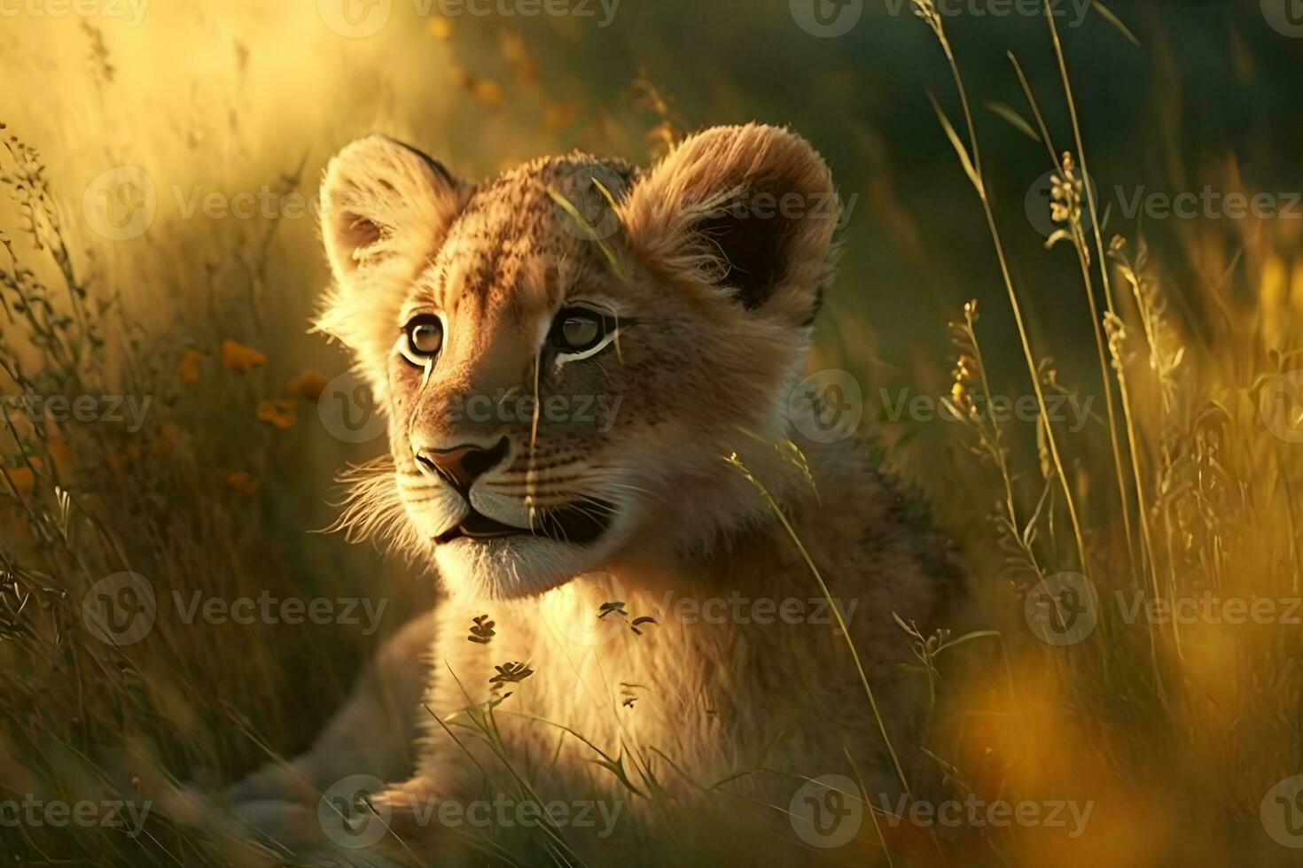 cute little lion cub. Neural network AI generated photo