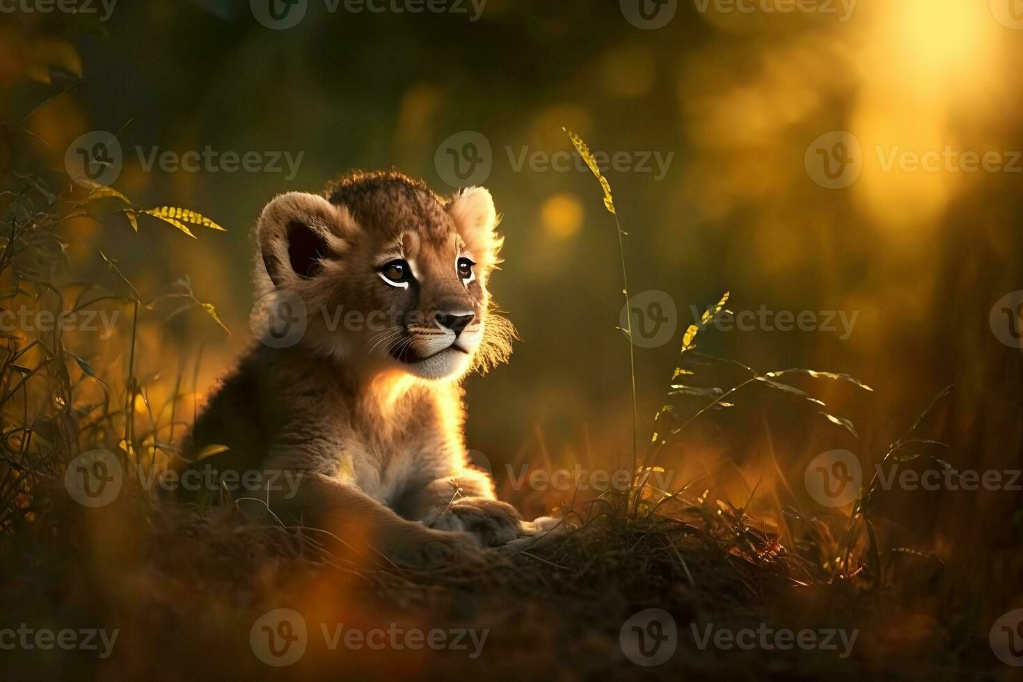 cute little lion cub. Neural network AI generated photo