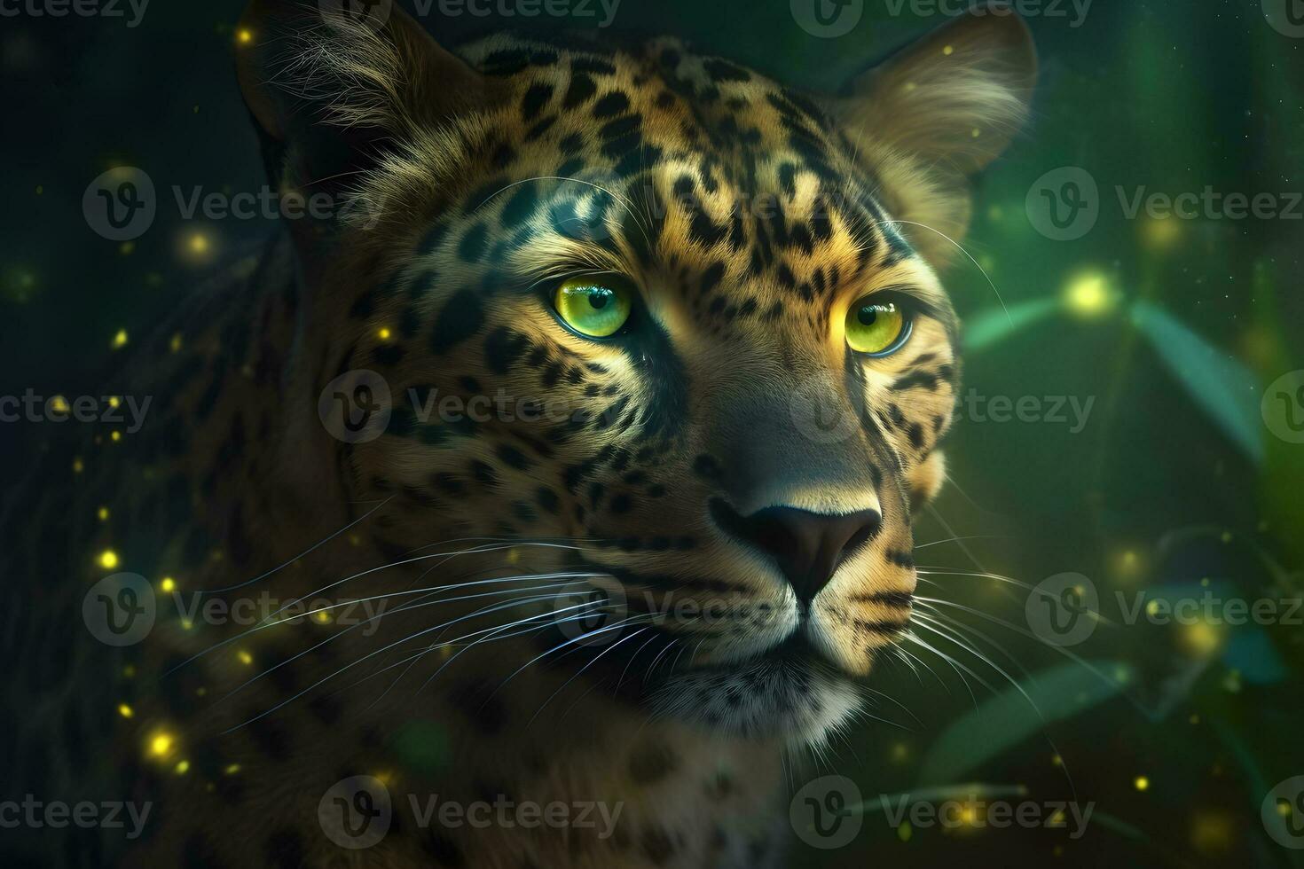 leopard portrait close up on dark background. Neural network AI generated photo