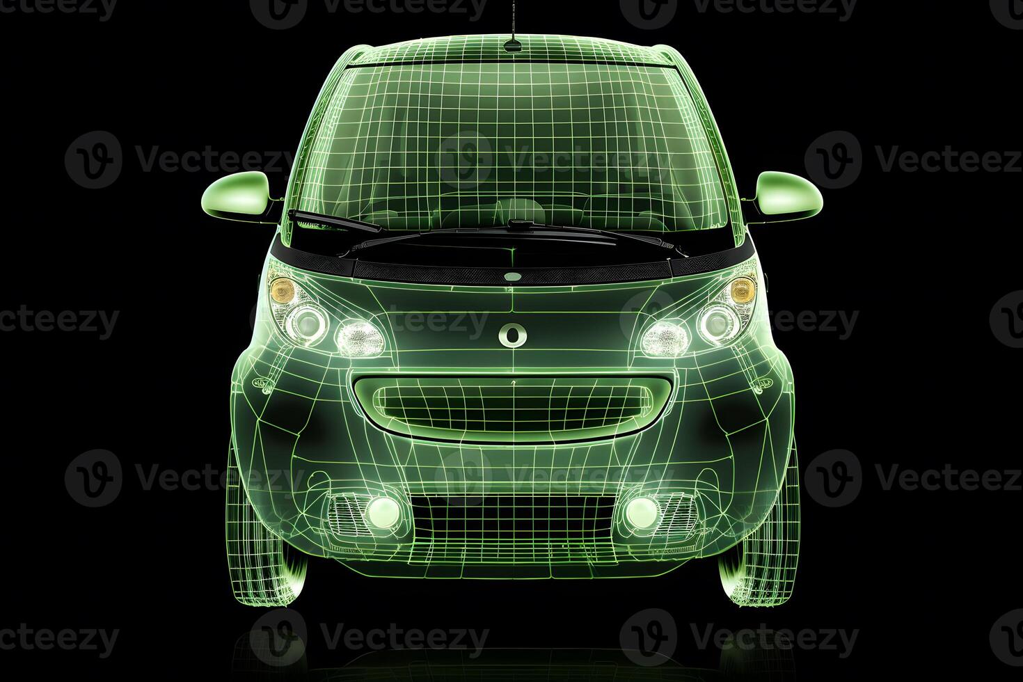 car of the future hologram neon on a black background. Neural network AI generated photo