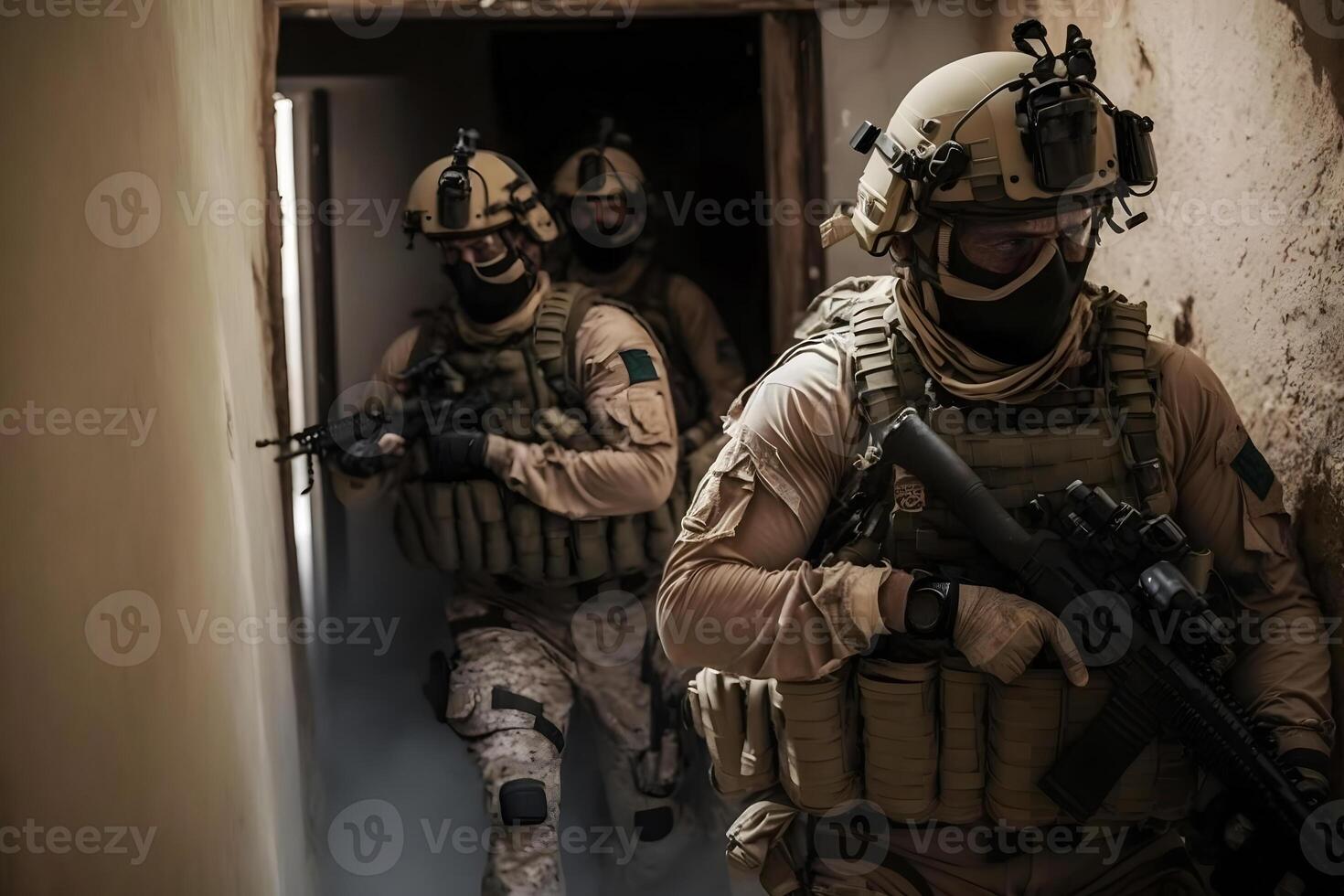 nosotros Ejército especial efectivo grupo soldado. neural red ai generado foto