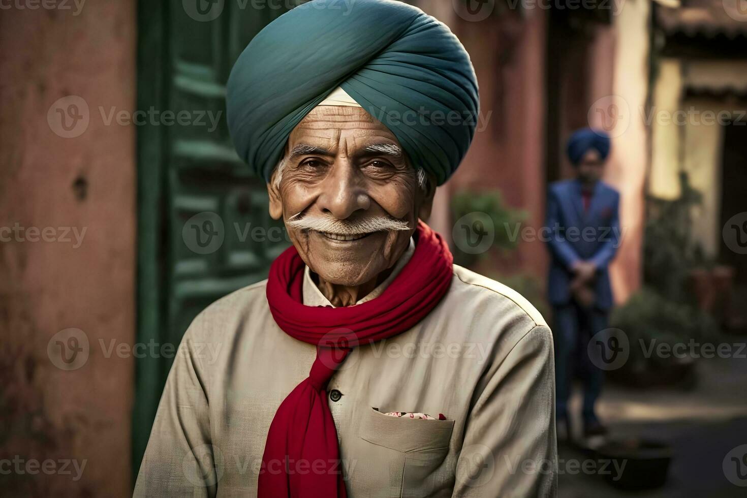 Portrait of elderly bearded Brahman. Neural network AI generated photo