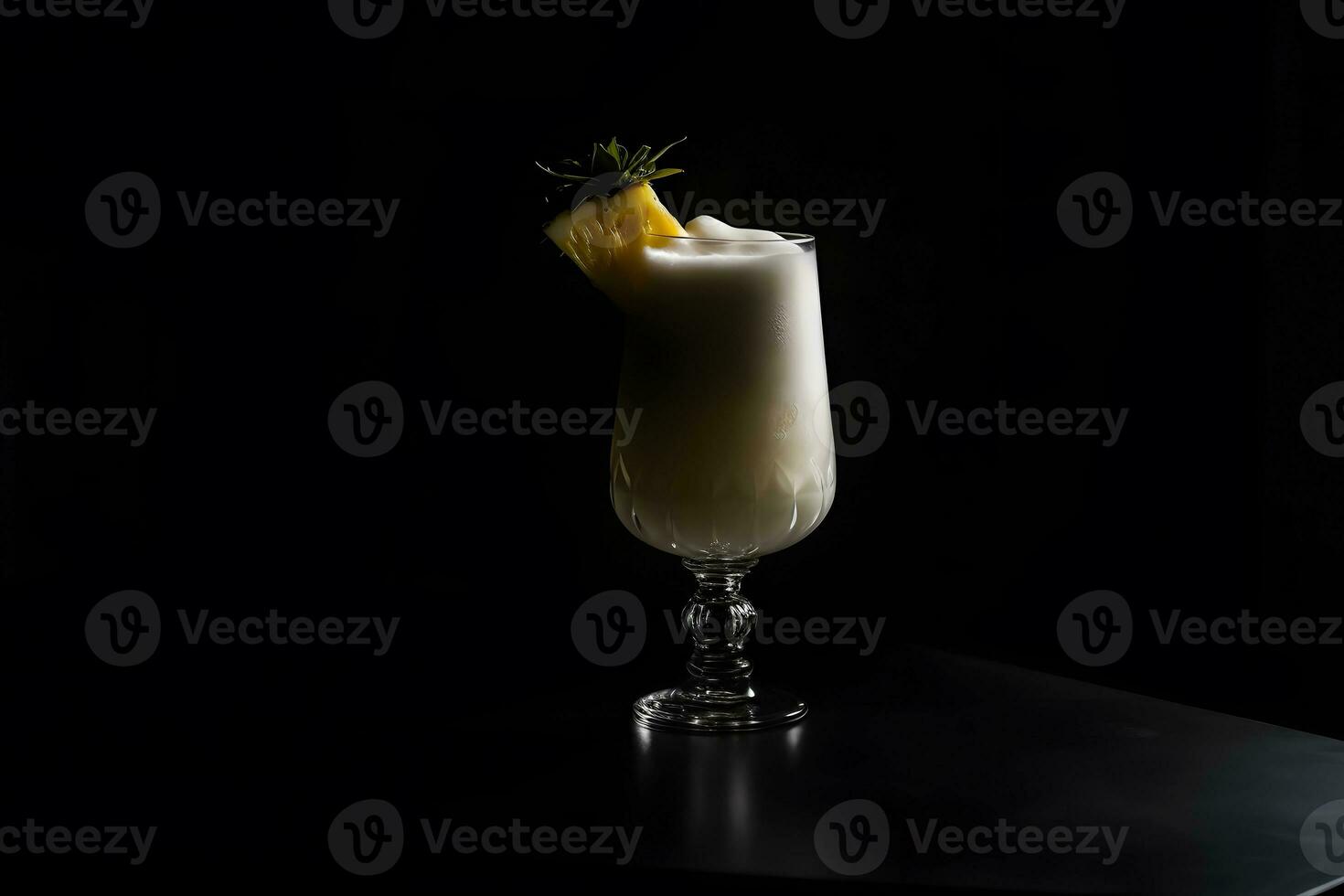 Pina colada and pineapple cocktail. Neural network AI generated photo