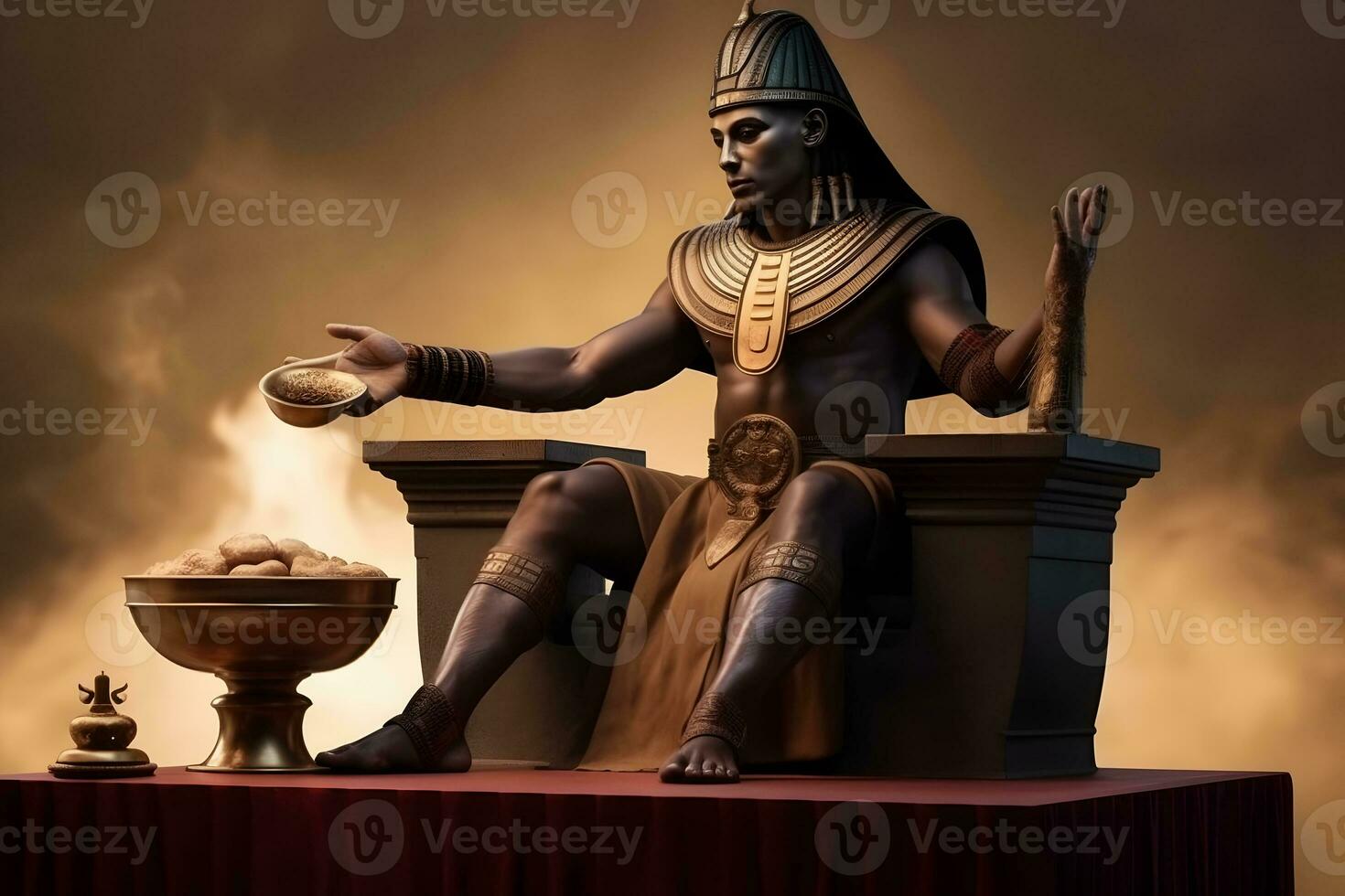 ancient egyptian pharaoh statue. Neural network AI generated photo