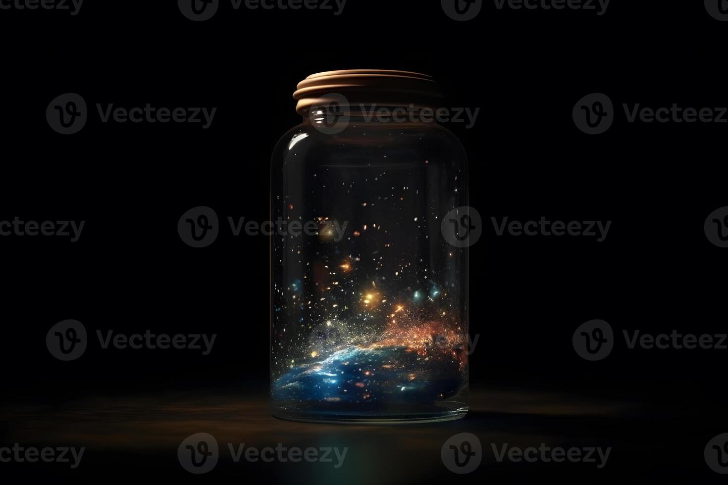 Space inside a glass jar. Neural network AI generated photo