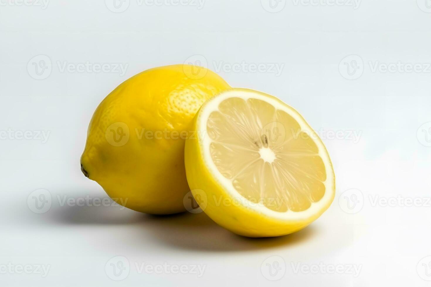 Lemon fruit isolated on white. Neural network AI generated photo