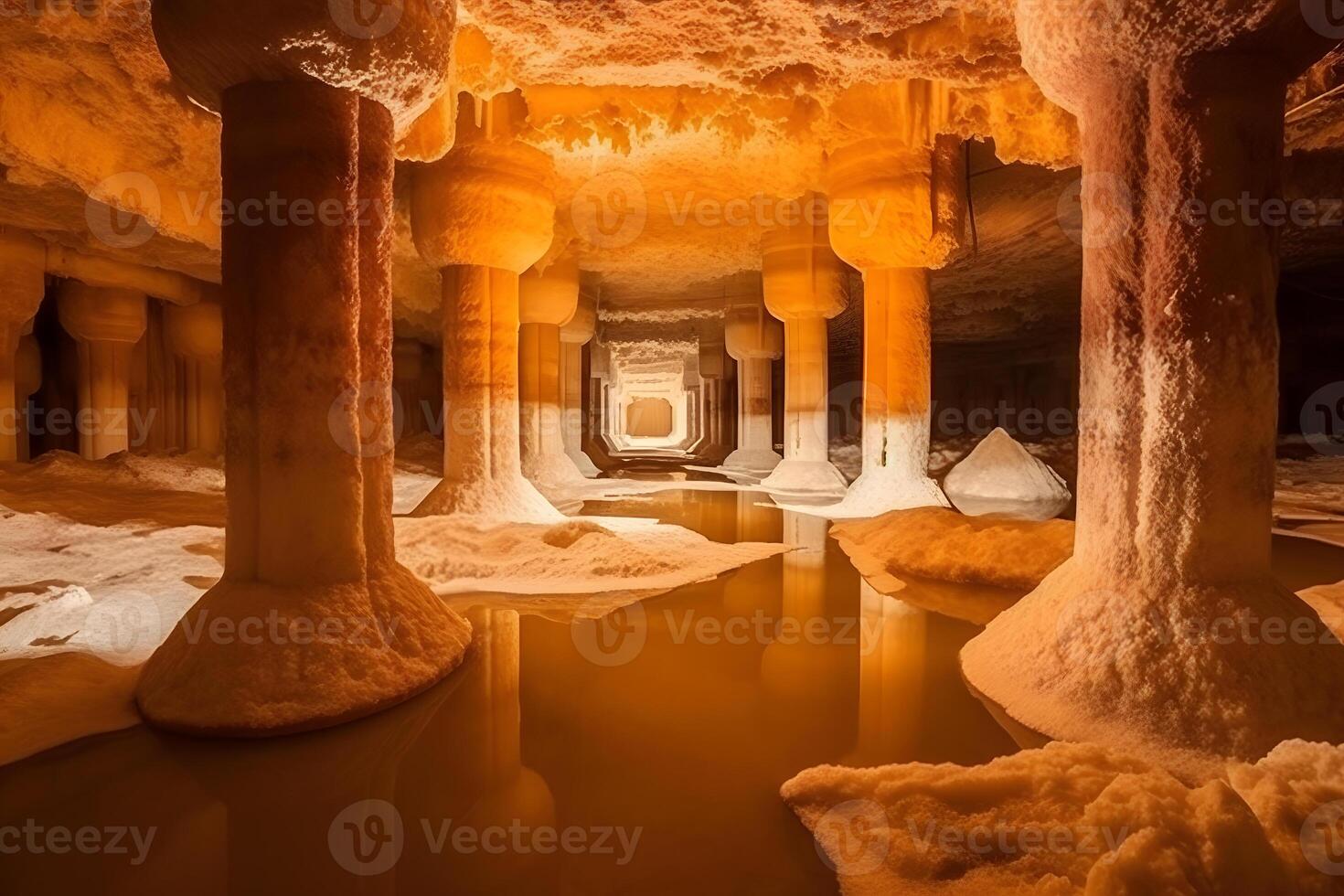 Salt mines underground. Neural network AI generated 31233328 Stock