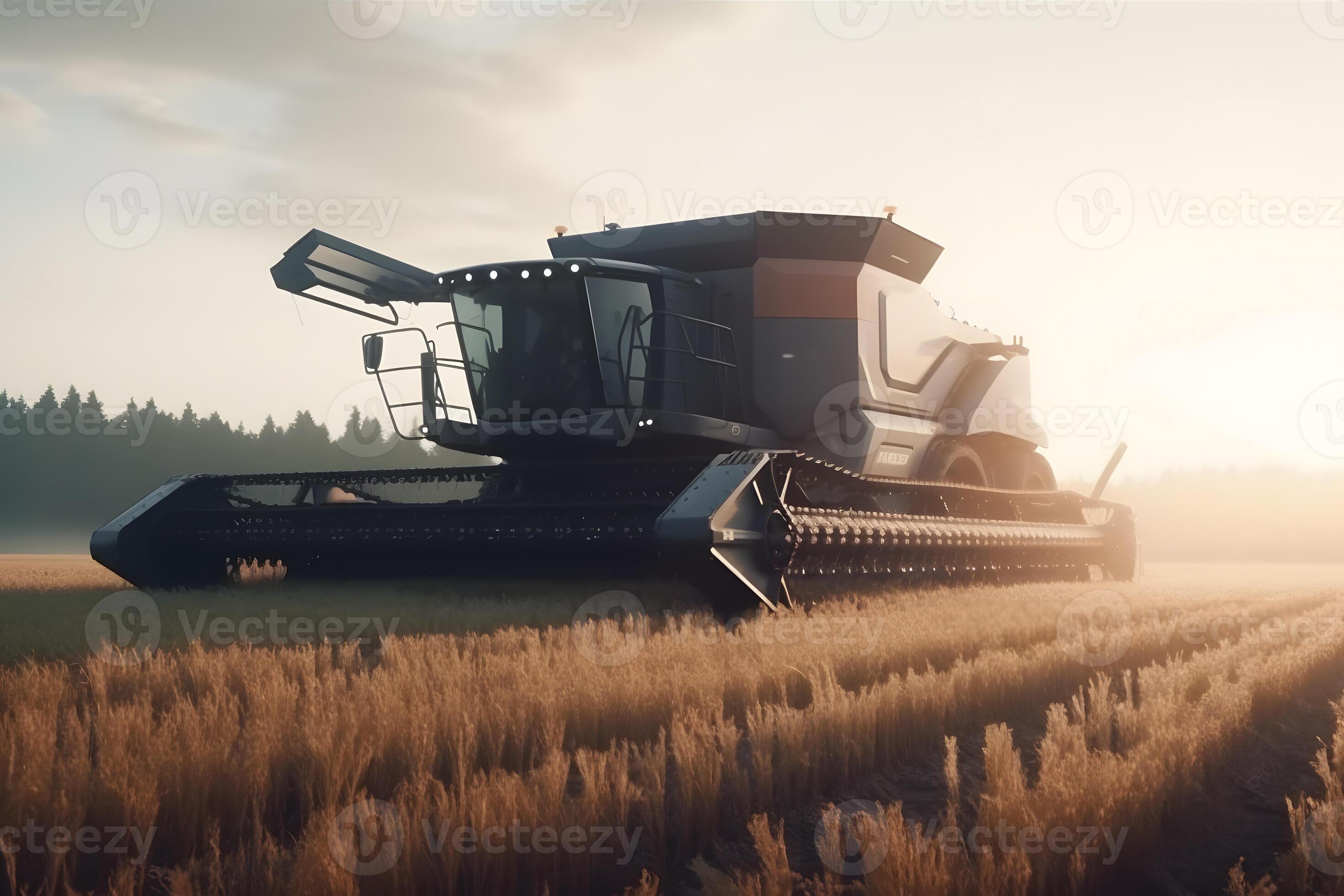 Combine harvester in the field. Neural network AI generated 31233339