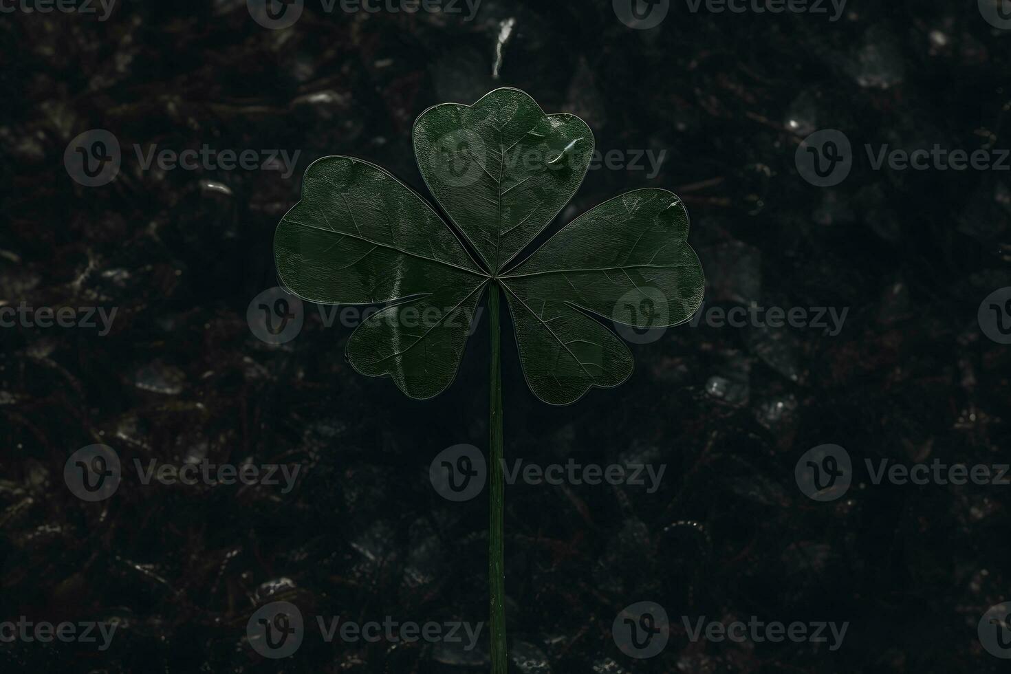 Four-leaf clover with drops. Neural network AI generated photo