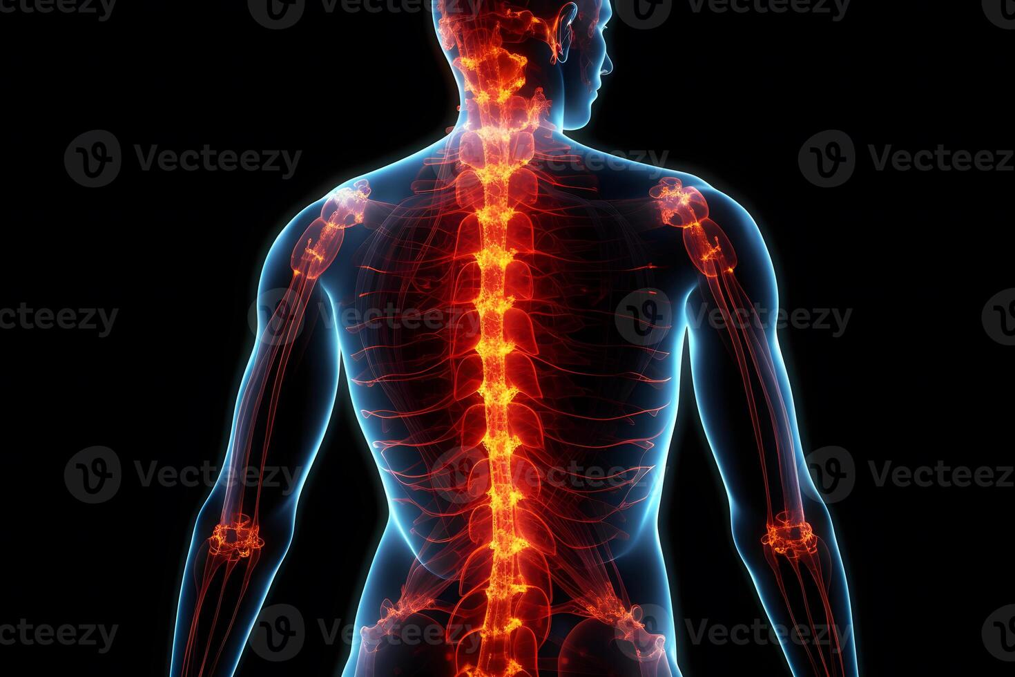 Illustration of a painful spine. Neural network AI generated photo