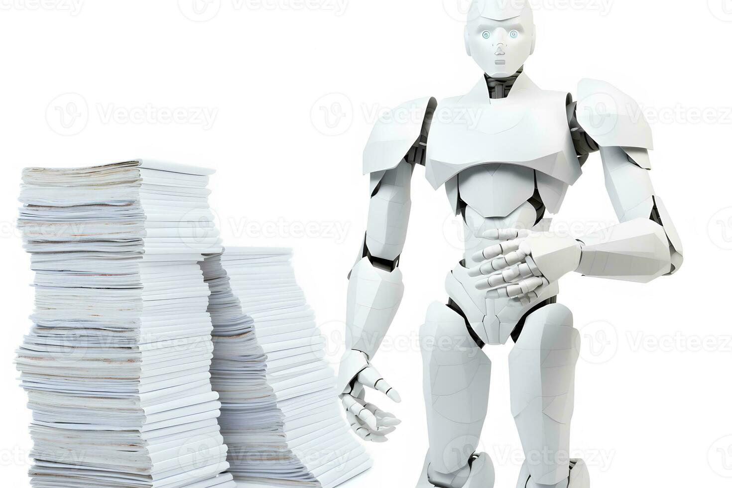 androide robot para trabajando con archivo documentos. neural red ai generado foto