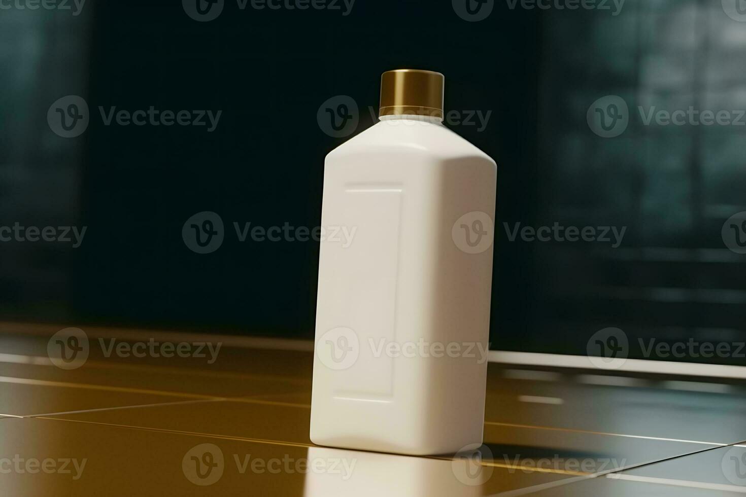 White cosmetic shampoo dispenser bottle mockup. Neural network AI generated photo