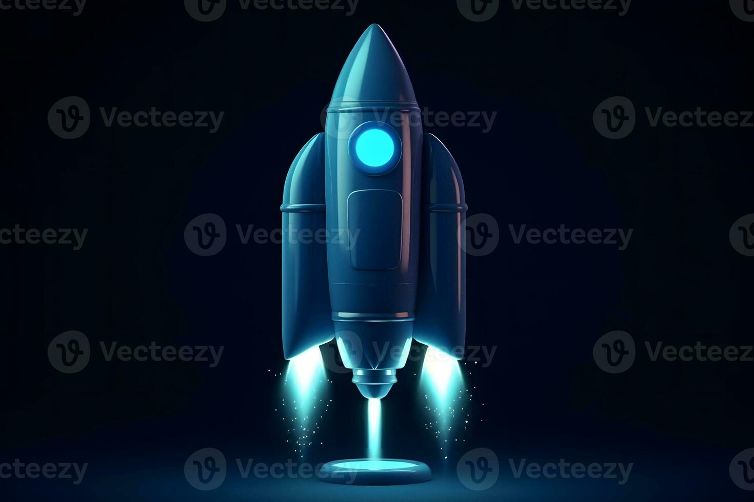 Rocket is flying on the sky,start up concept. Neural network AI generated photo