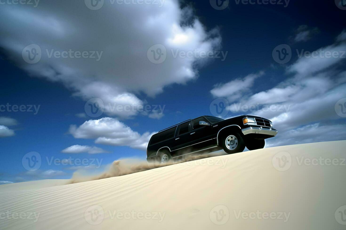 Suv car in dessert. Neural network AI generated photo