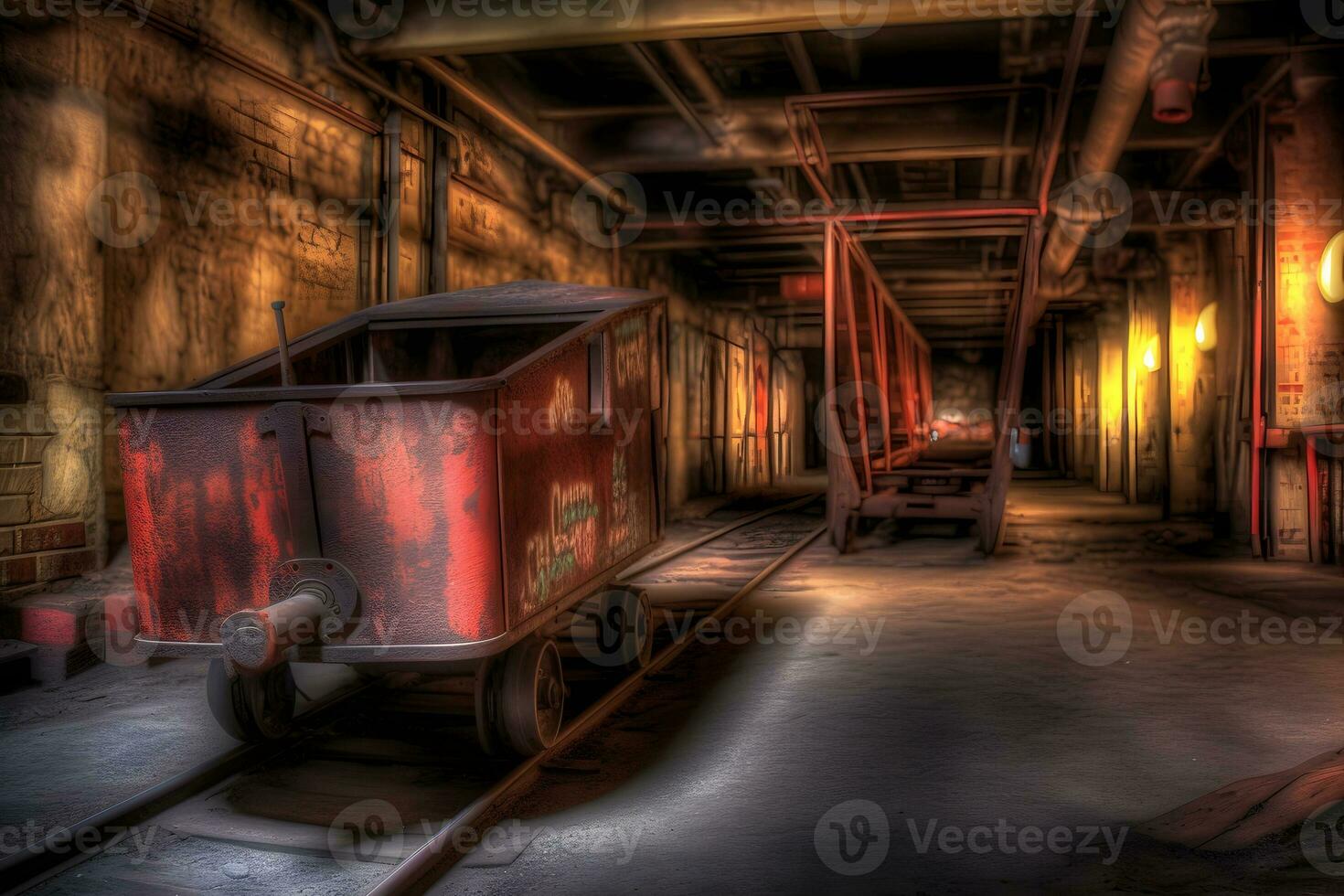 mía ferrocarril en subterráneo. neural red ai generado foto