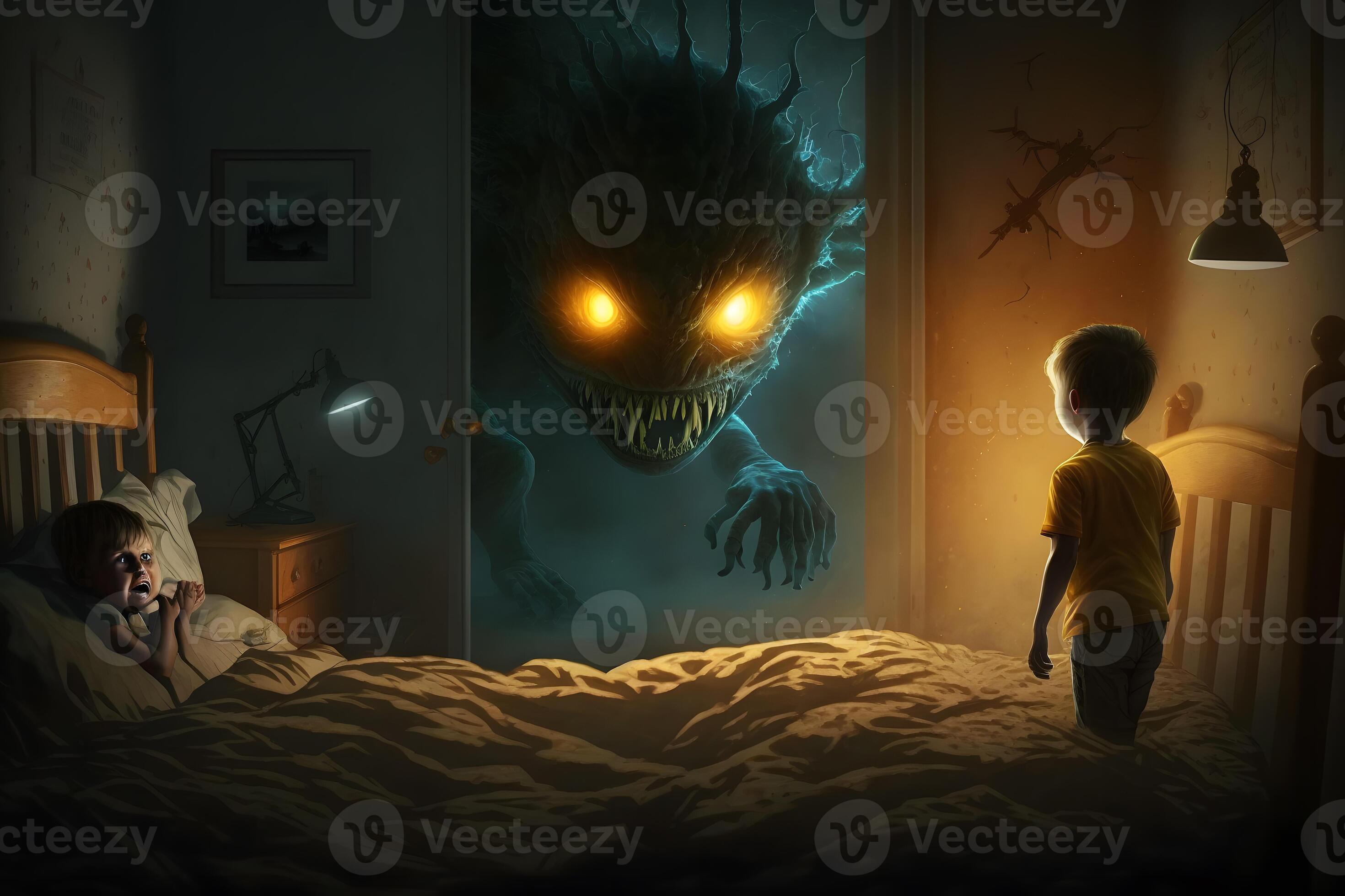 Childrens scary horror dream. Neural network AI generated 31234010