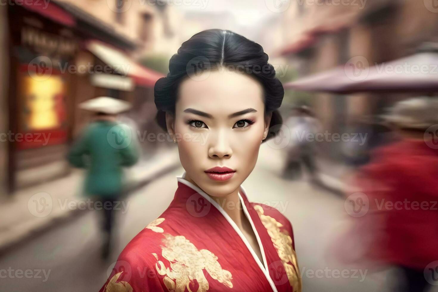 Beautiful Asian chinese woman portrait. Neural network AI generated photo