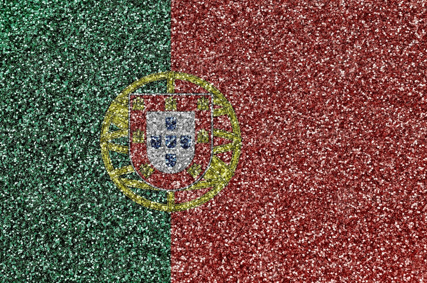 Portugal flag depicted on many small shiny sequins. Colorful festival background for party photo