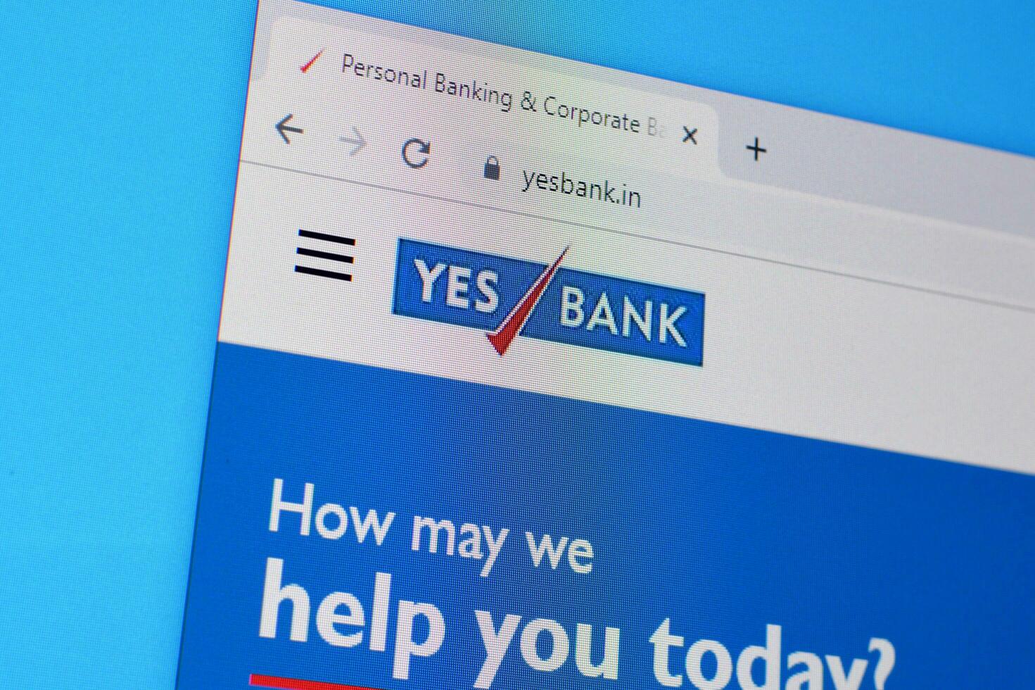 Homepage of yesbank website on the display of PC, url - yesbank.in. photo