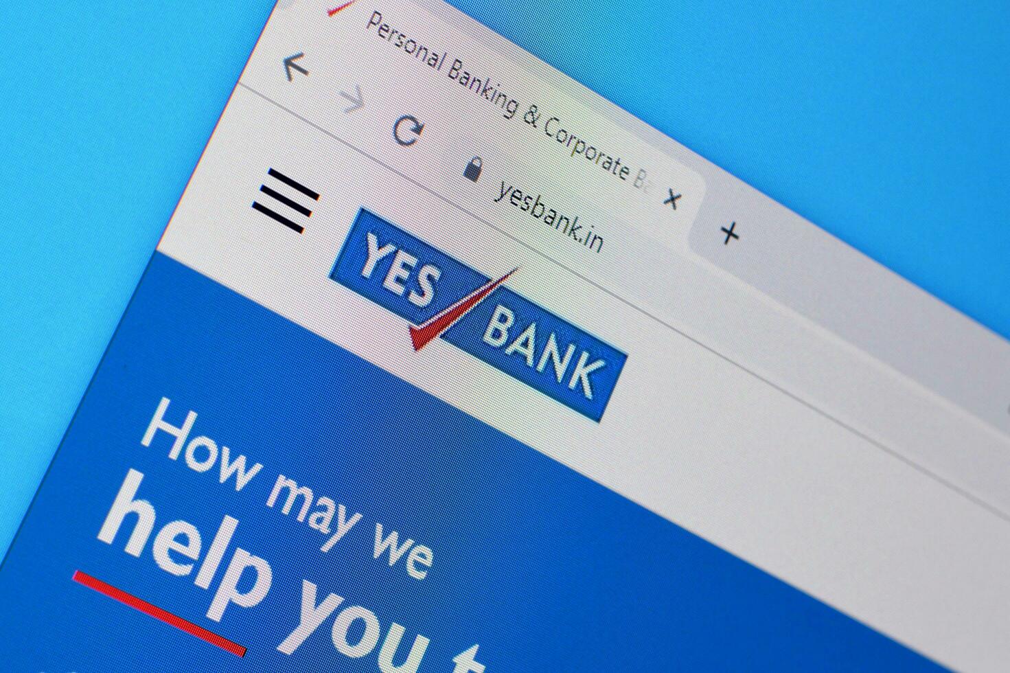 Homepage of yesbank website on the display of PC, url - yesbank.in. photo