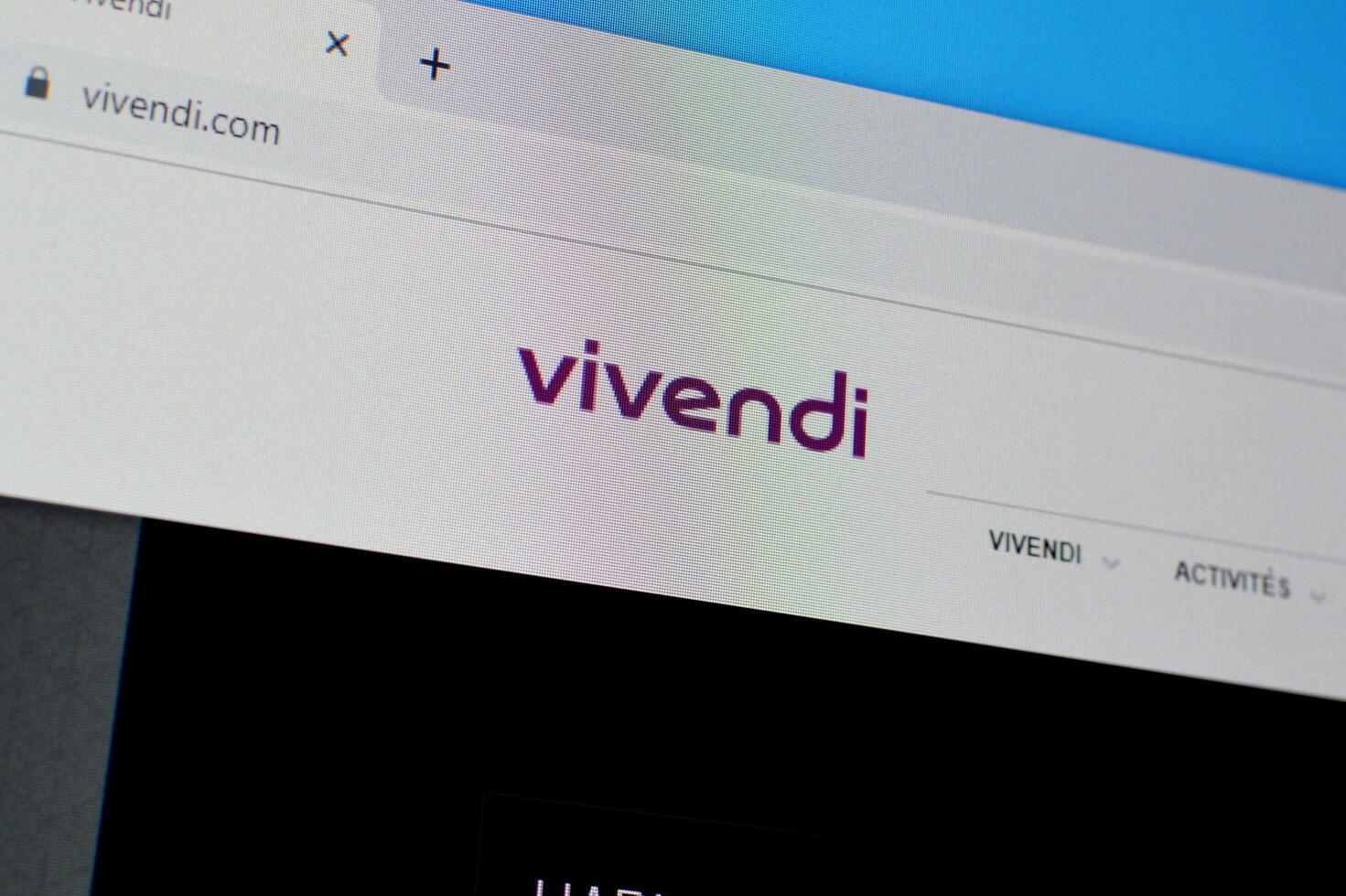 Homepage of vivendi website on the display of PC, url - vivendi.com. photo