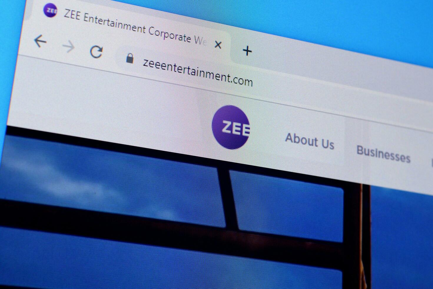 Homepage of zee entertainment website on the display of PC, url - zeeentertainment.com. photo