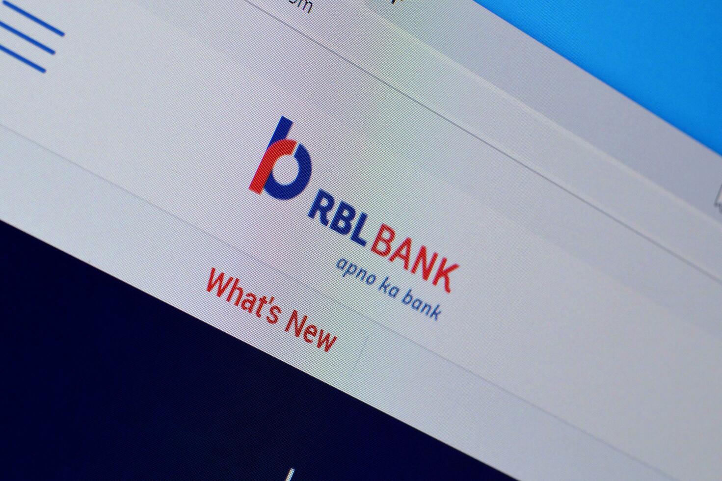 Homepage of rbl bank website on the display of PC, url - rblbank.com. photo