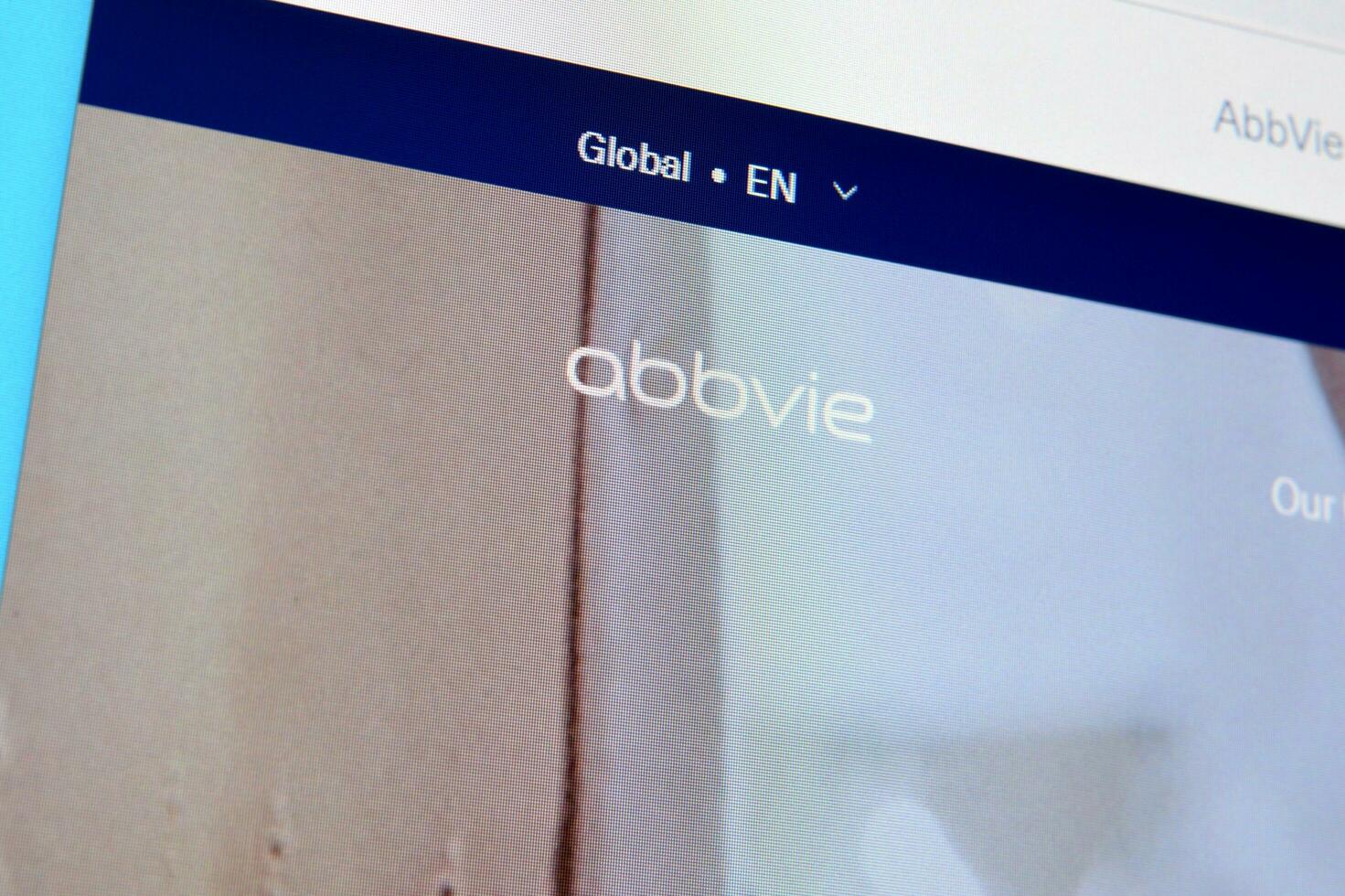 Homepage of abbvie website on the display of PC, url - abbvie.com. photo