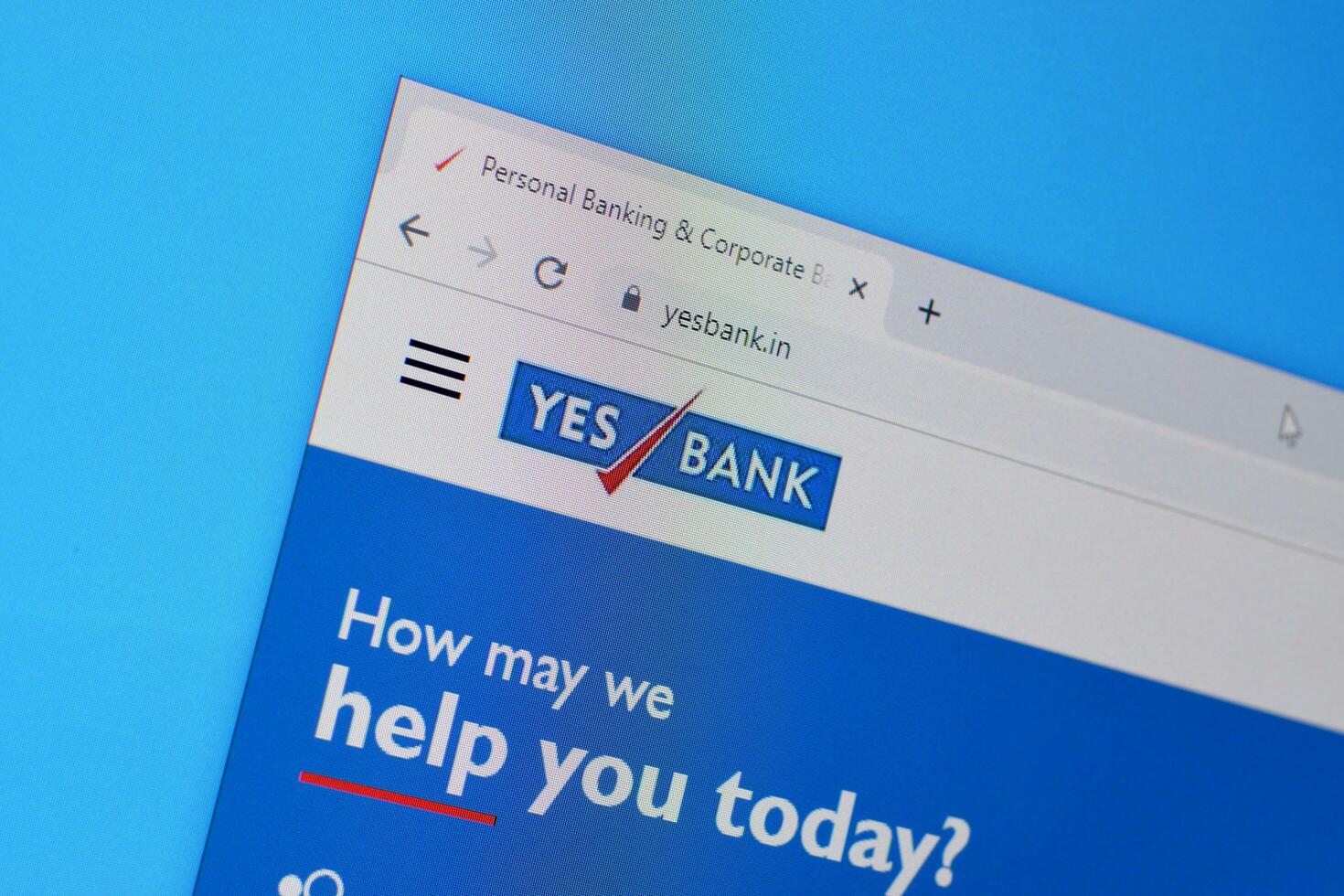 Homepage of yesbank website on the display of PC, url - yesbank.in. photo