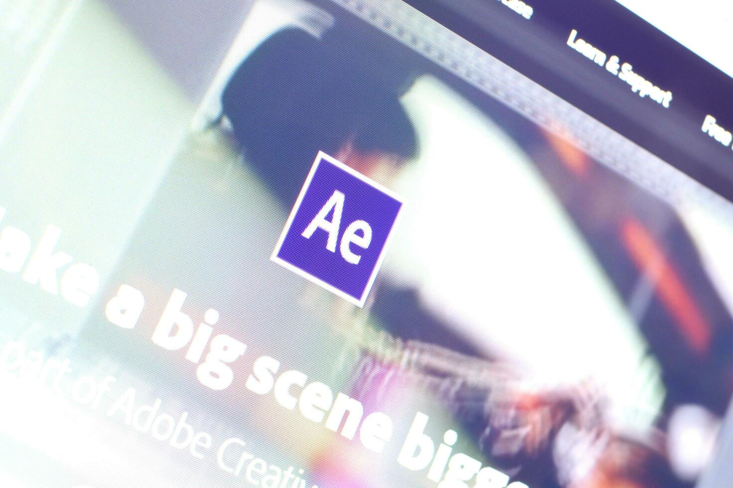 Web page of adobe after effects product on official website on the display of PC photo