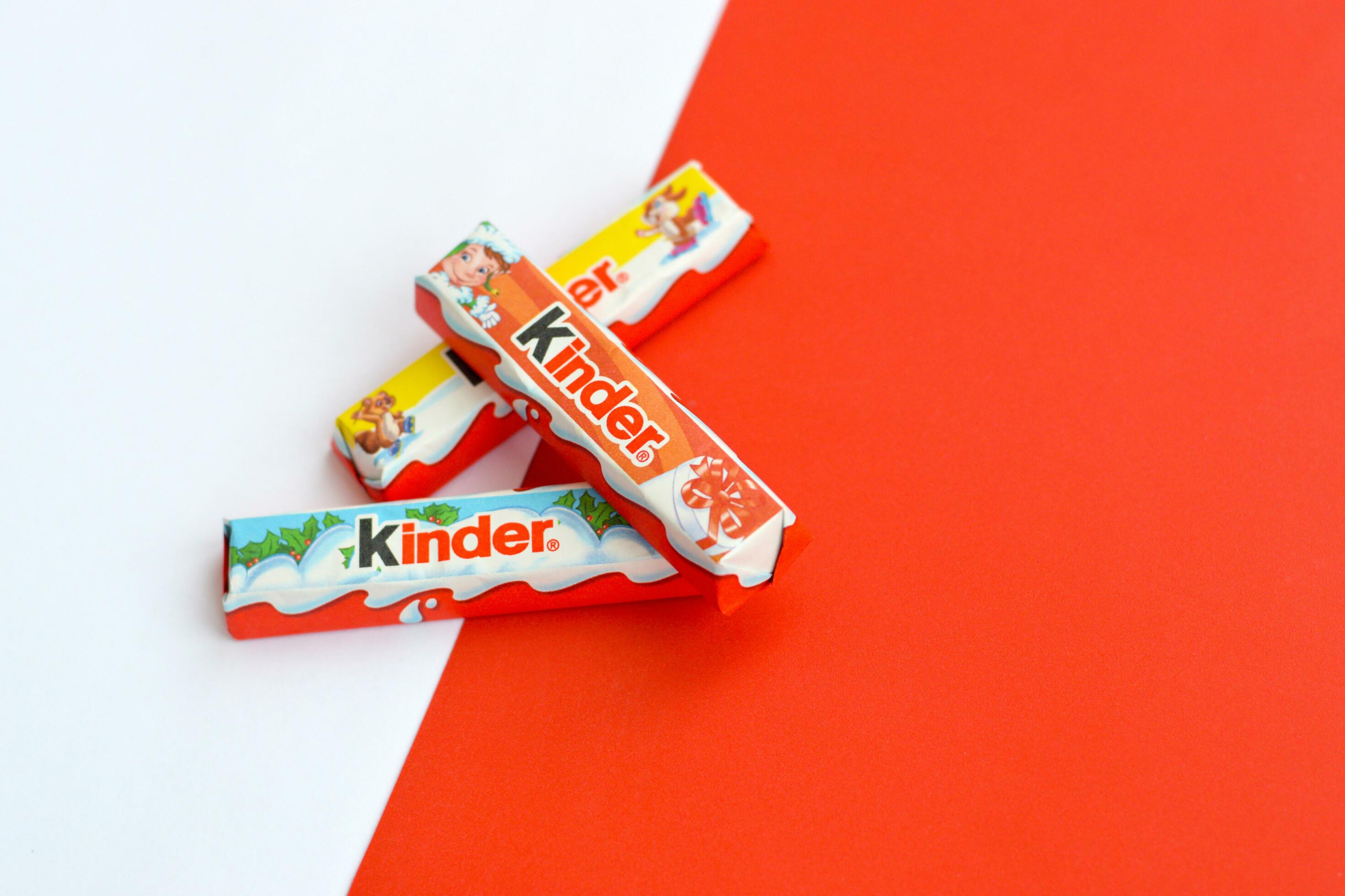 Kinder small Chocolate bars made by Ferrero SpA. Kinder is a