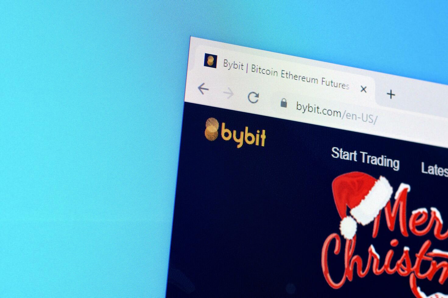 Homepage of bybit website on the display of PC, url - bybit.com. photo